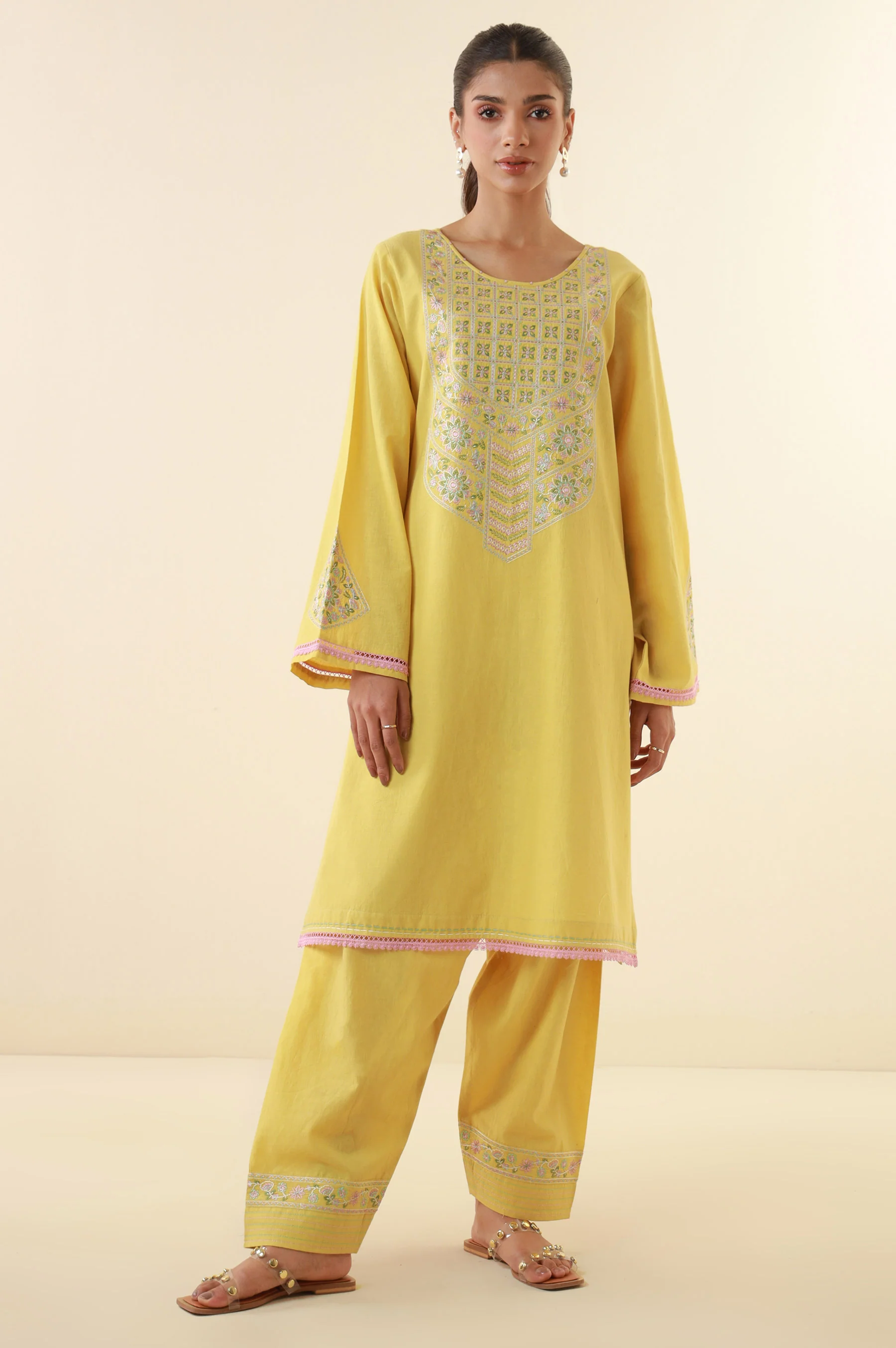 Stitched 2 Piece Embroidered Lawn Suit - Image 2