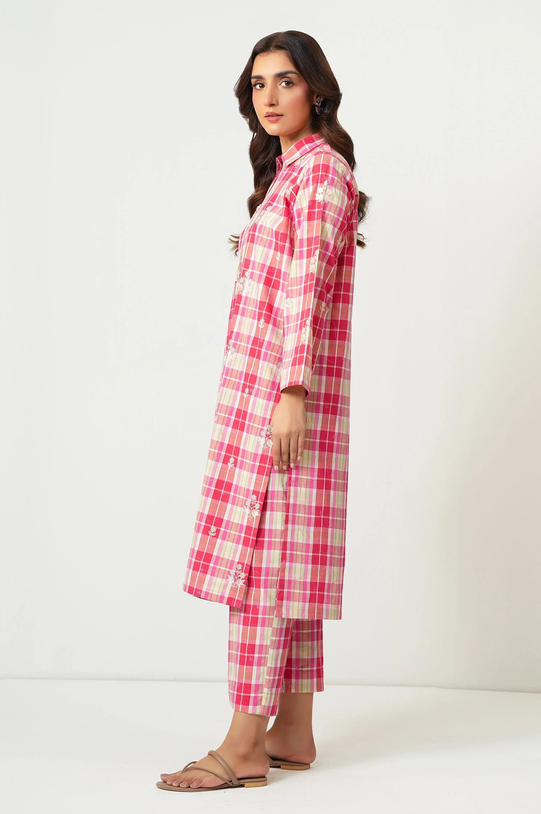 Stitched 2 Piece Embroidered Yarn Dyed Suit - Image 3