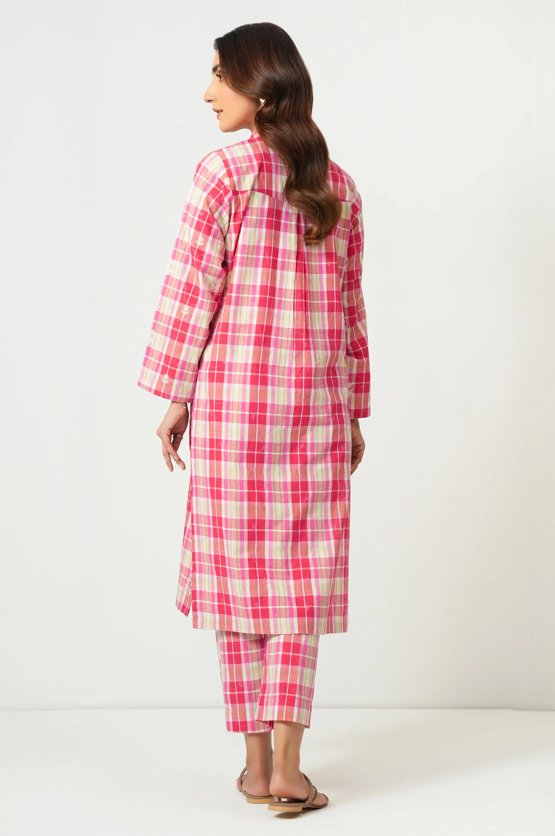 Stitched 2 Piece Embroidered Yarn Dyed Suit - Image 4