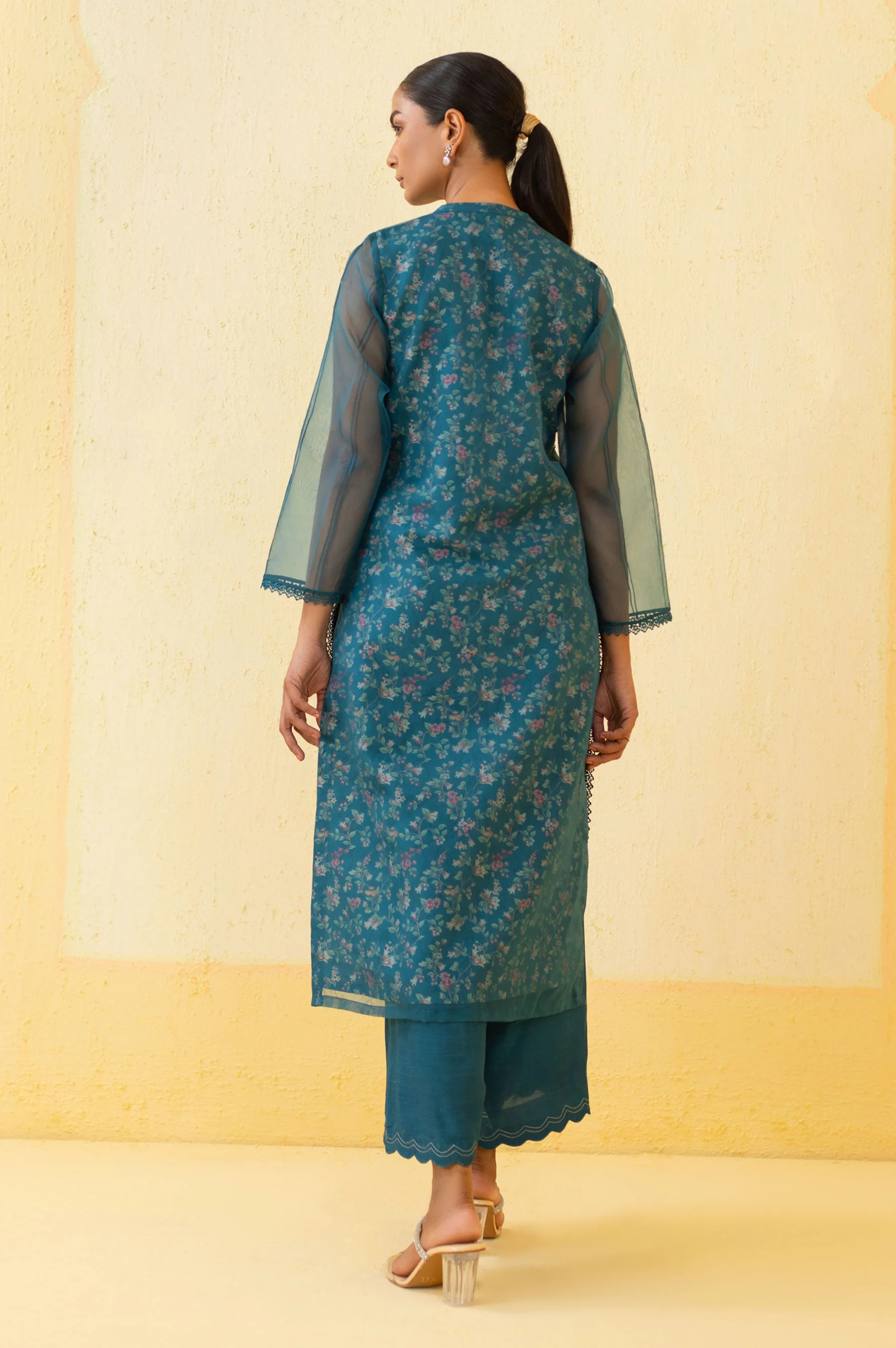 Stitched 2 Piece Embroidered Organza Suit - Image 6