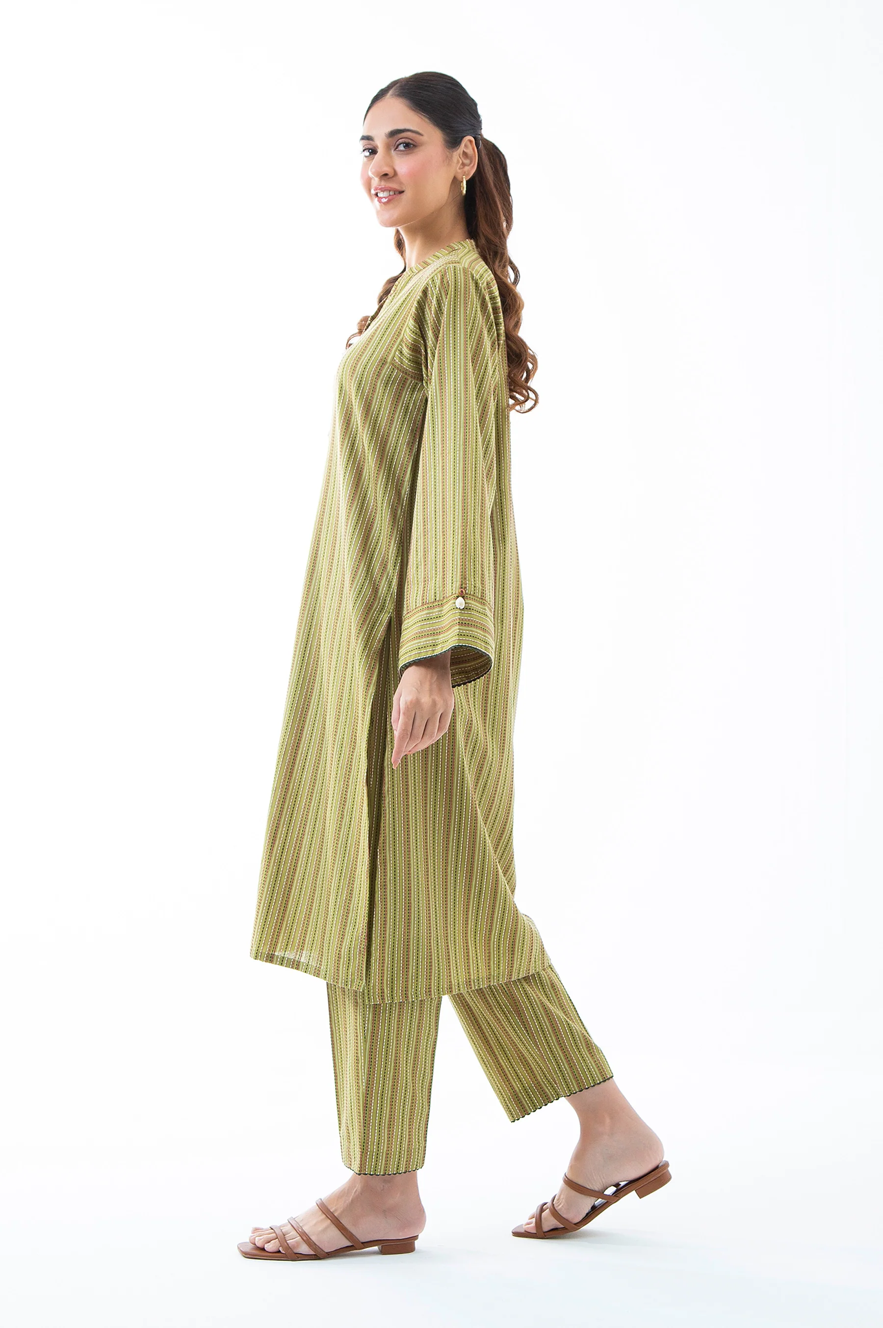 STITCHED EMBROIDERED YARN DYED SHIRT BOTTOM - Image 4