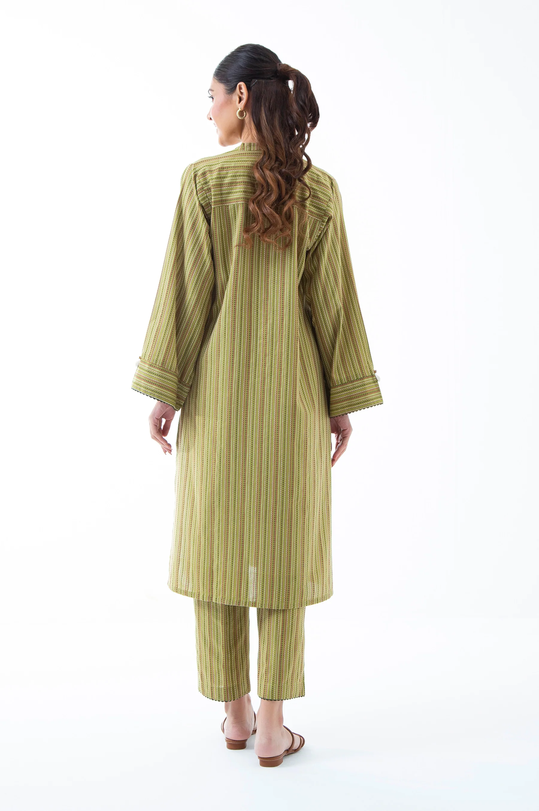 STITCHED EMBROIDERED YARN DYED SHIRT BOTTOM - Image 5