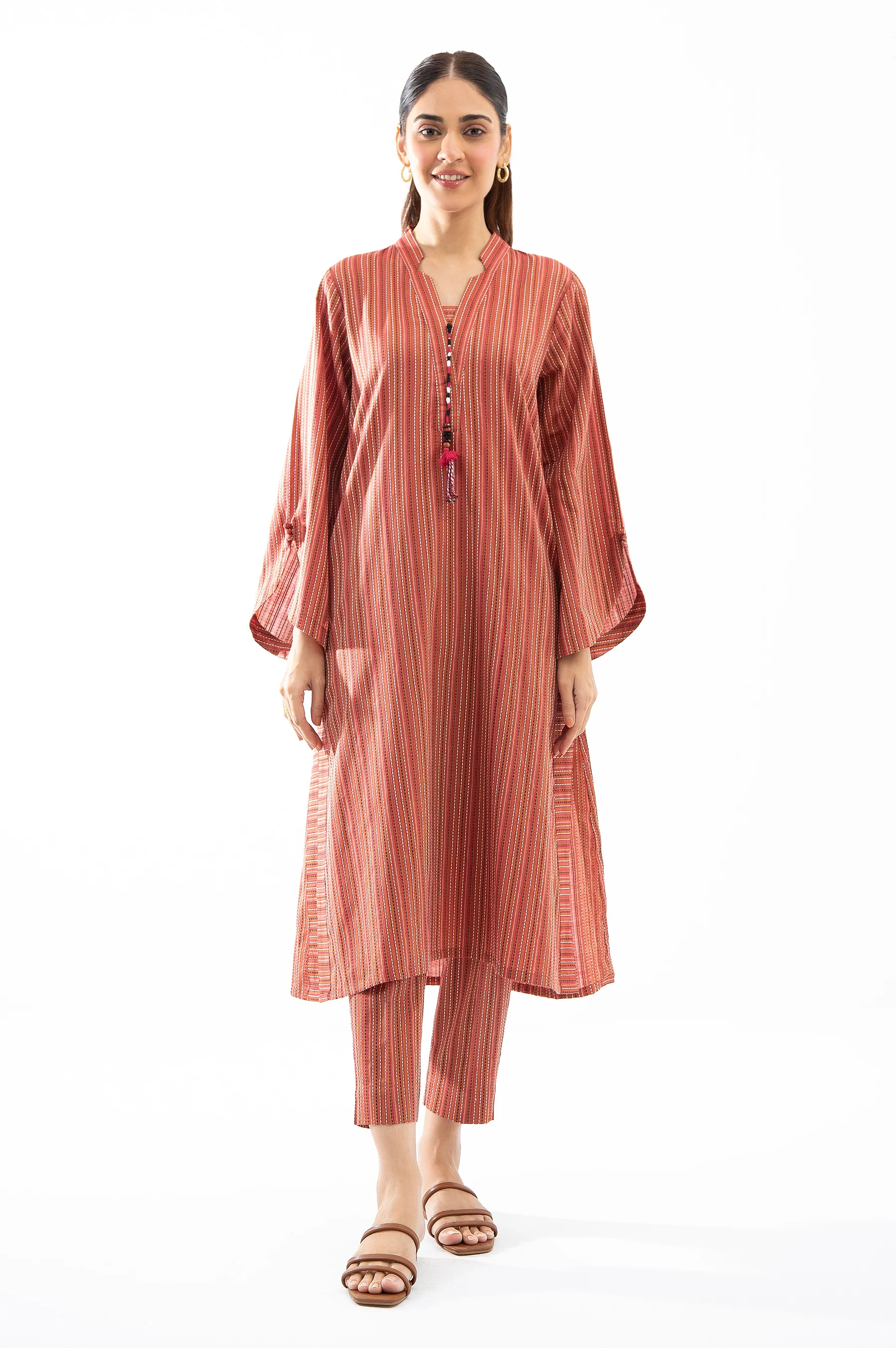STITCHED EMBROIDERED YARN DYED SHIRT BOTTOM - Image 3