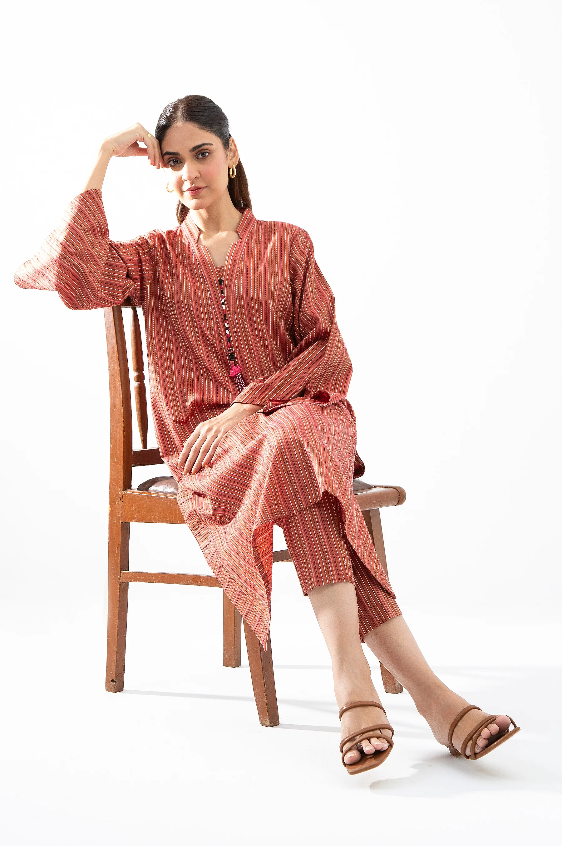 STITCHED EMBROIDERED YARN DYED SHIRT BOTTOM - Image 5
