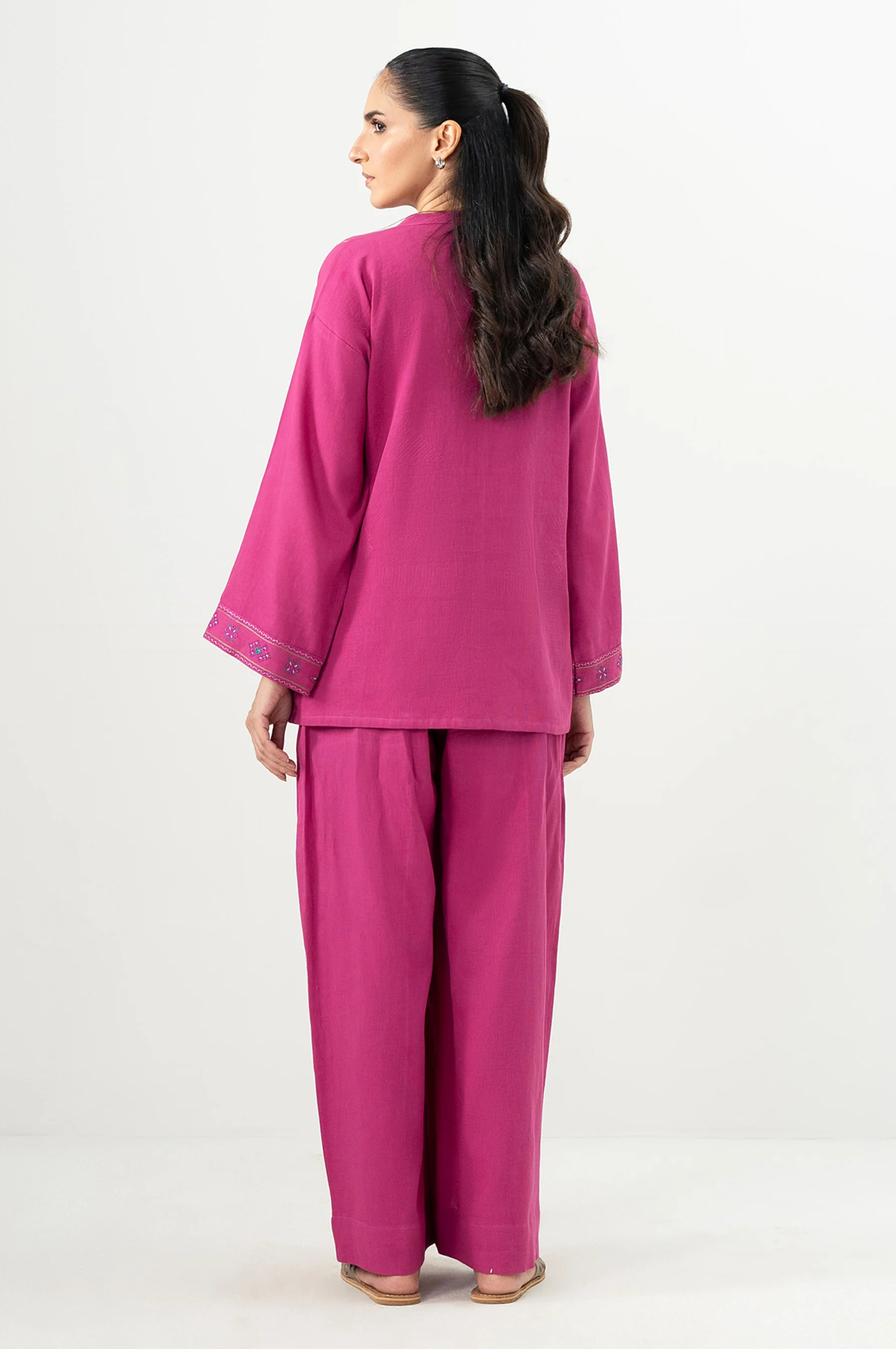 Stitched 2 Piece Embroidered Poplin Dobby Co-Ord Set - Image 6