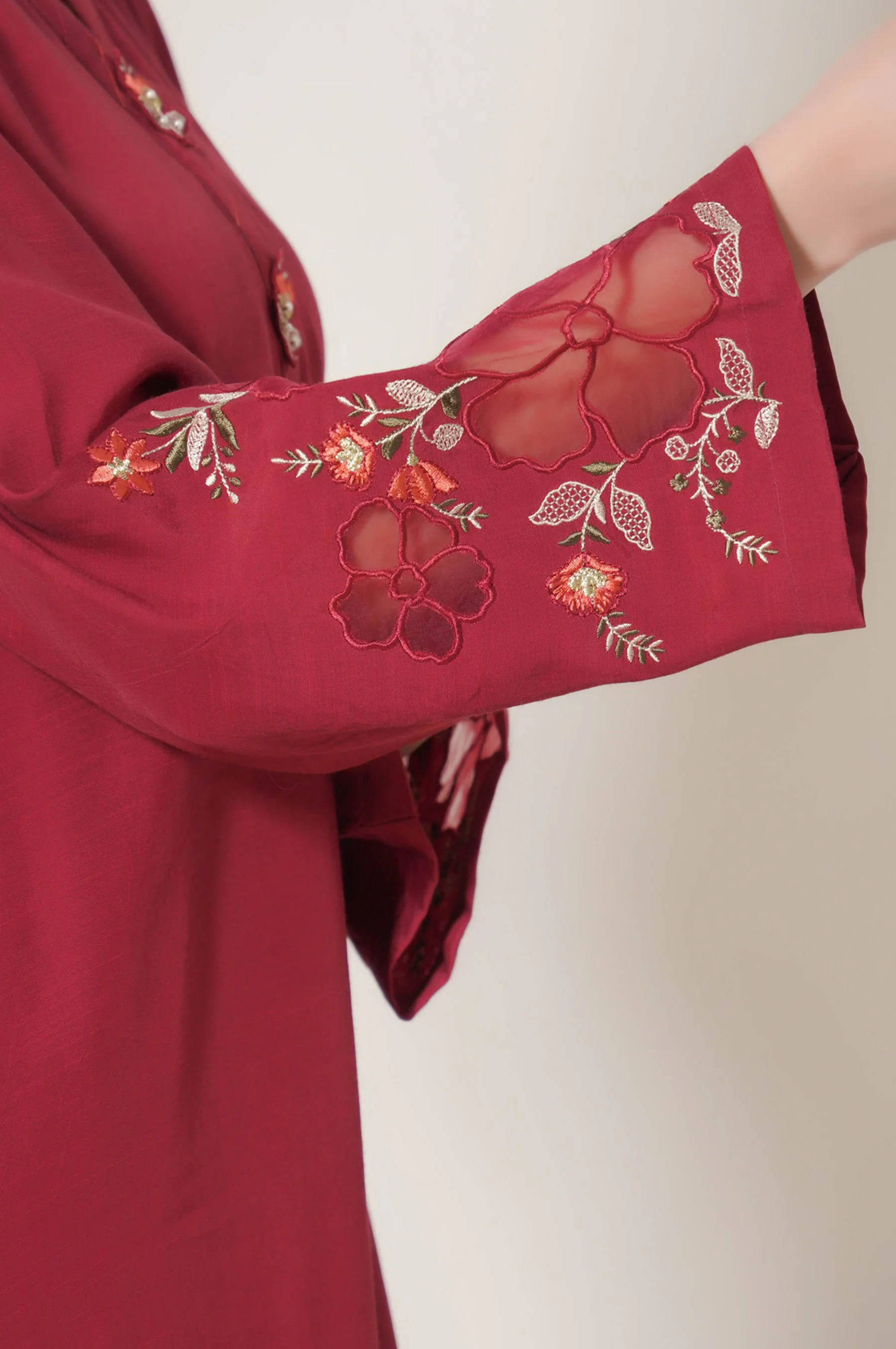 Stitched 2 Piece Embroidered Rawsilk Outfit - Image 6