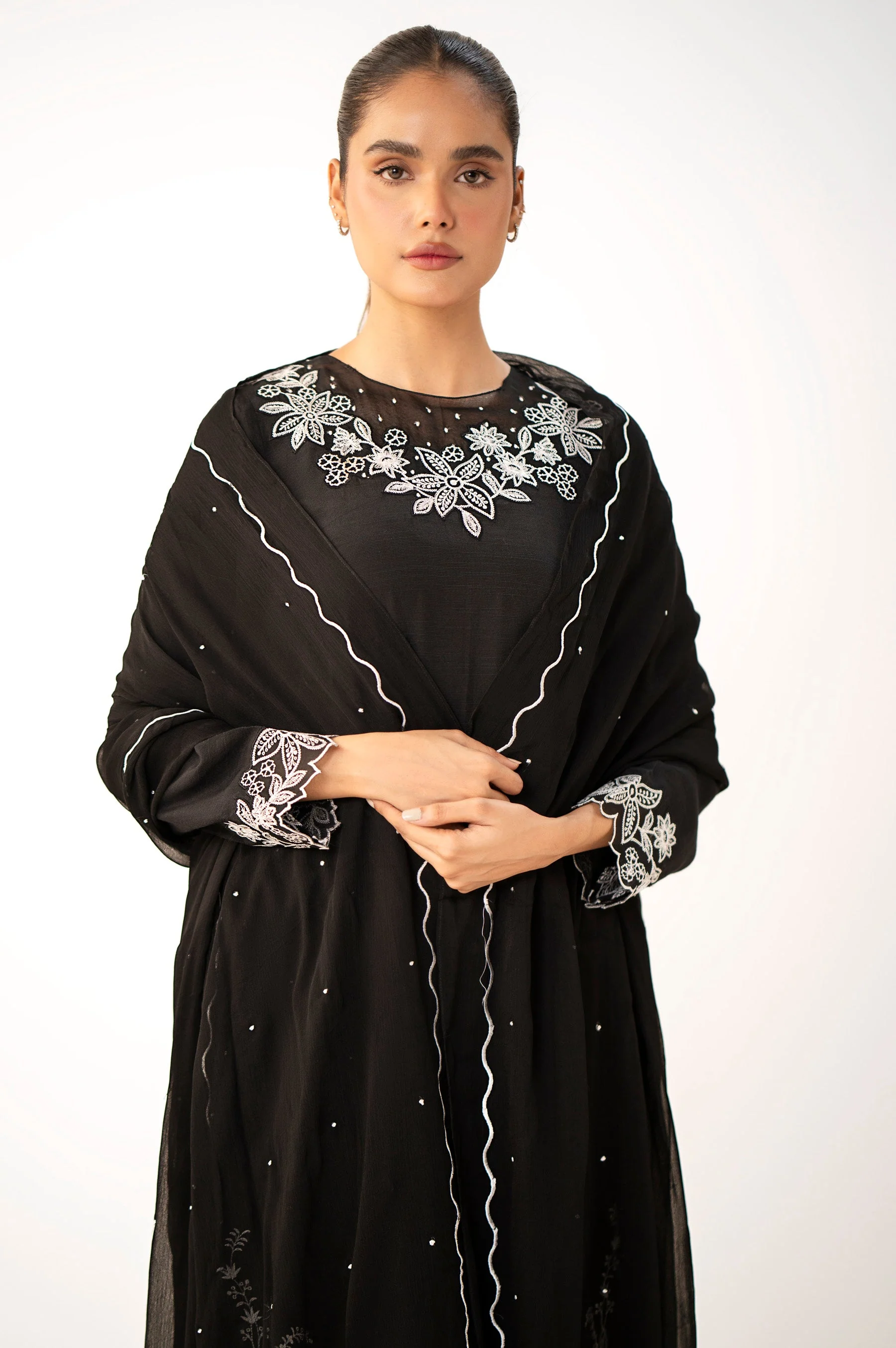 Stitched 2 Piece Embroidered Raw Silk Suit - Image 2