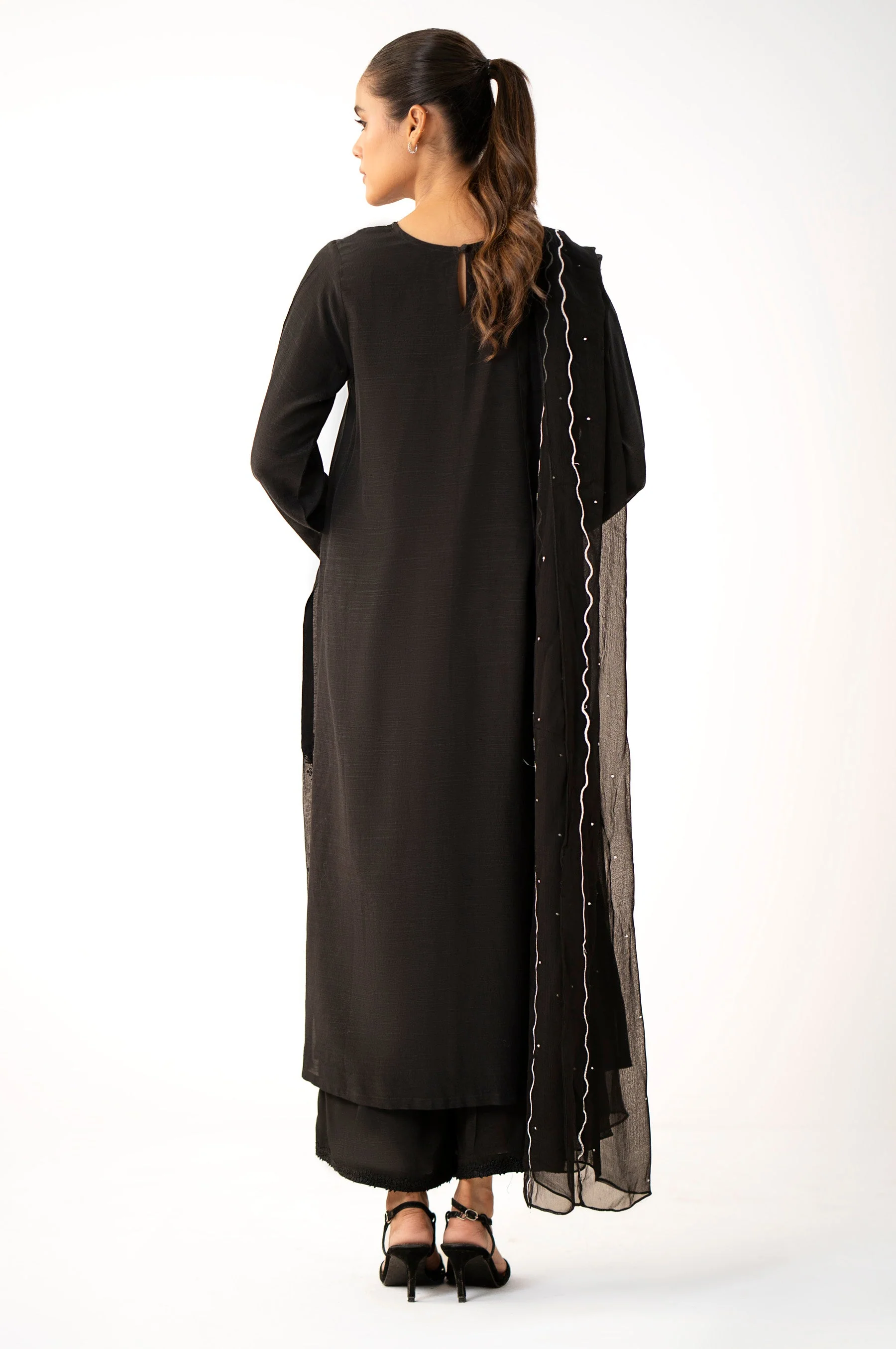 Stitched 2 Piece Embroidered Raw Silk Suit - Image 4