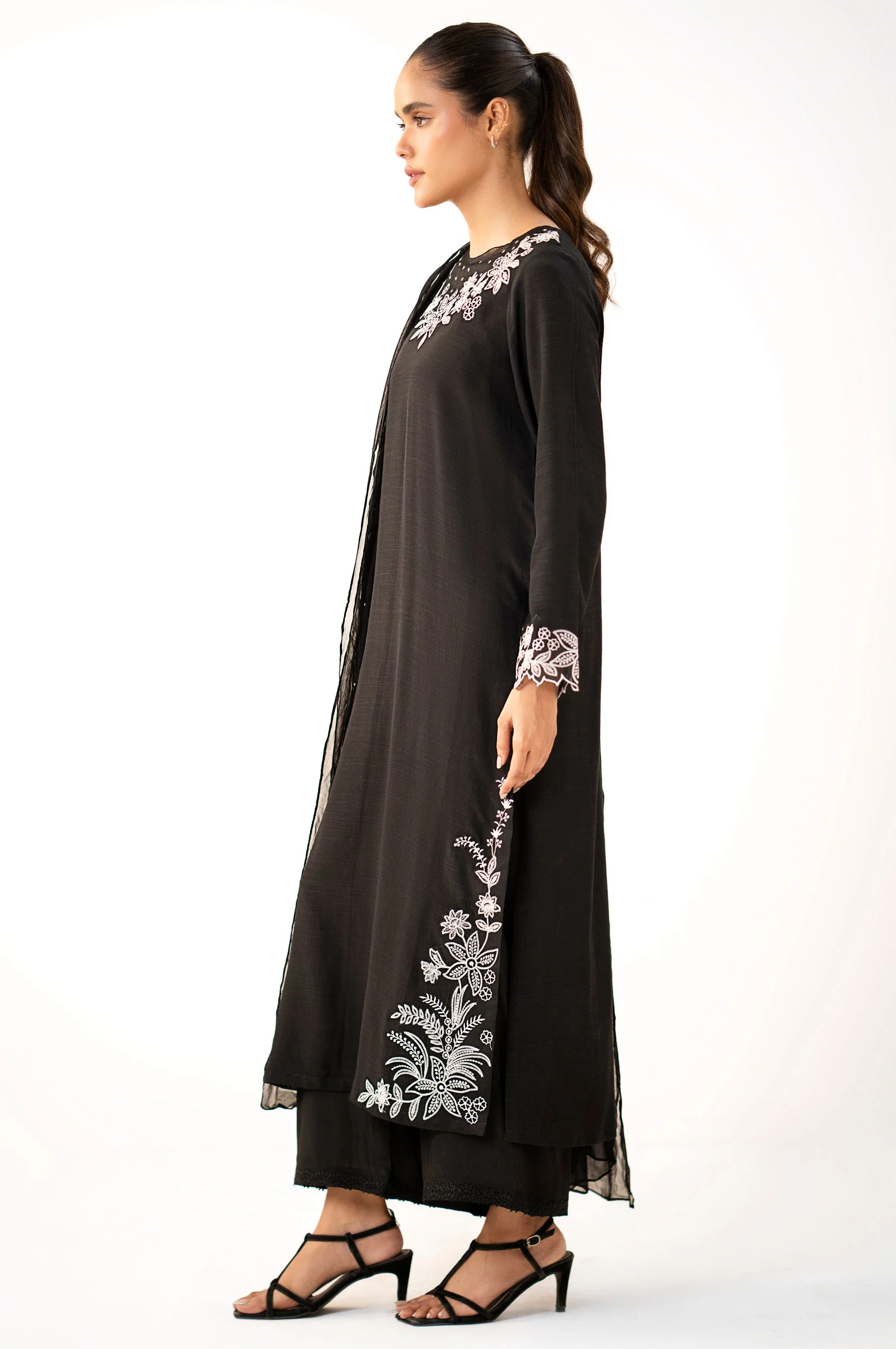 Stitched 2 Piece Embroidered Raw Silk Suit - Image 6