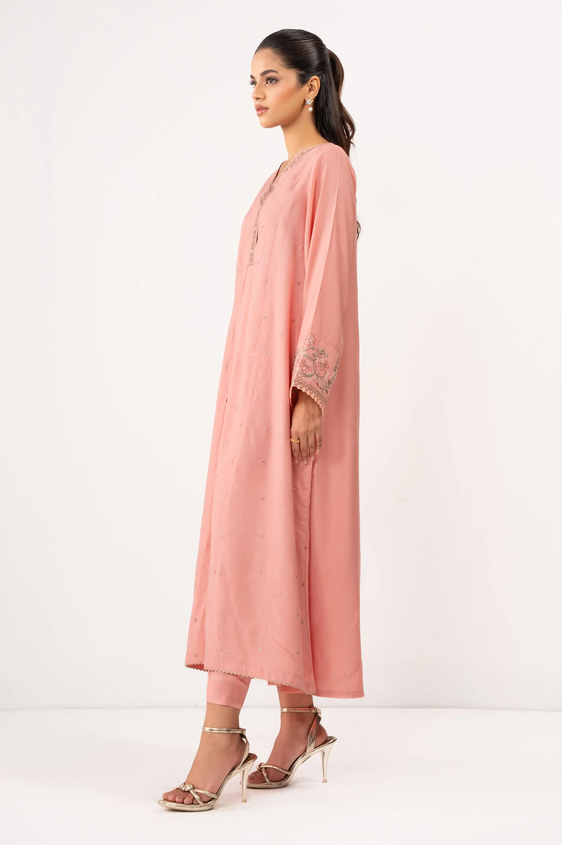 Stitched 2 Piece Embroidered Raw Silk Suit (FACTORY E-OUTLET) - Image 4