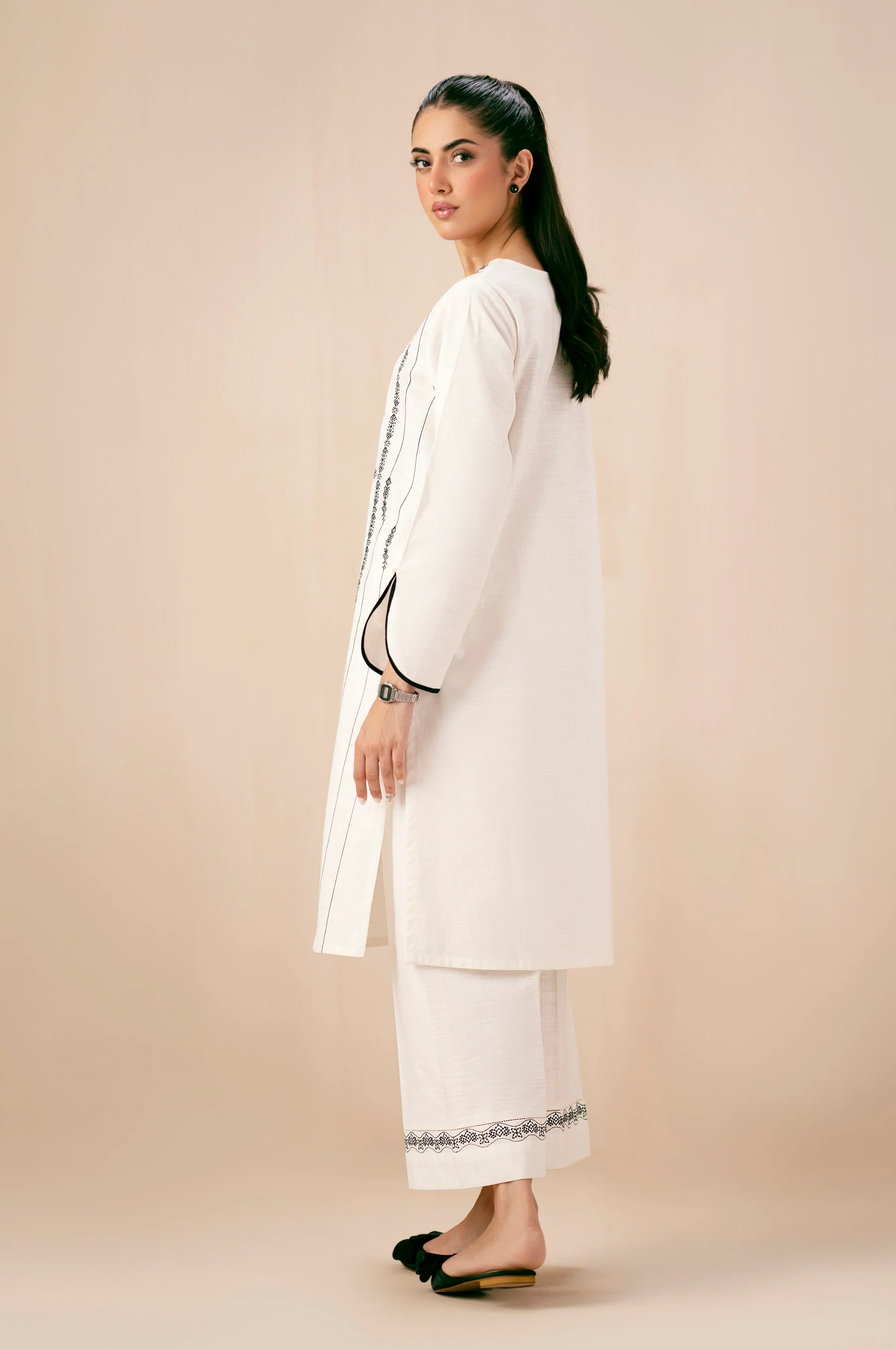 STITCHED EMBROIDERED SHIRT BOTTOM - Image 3