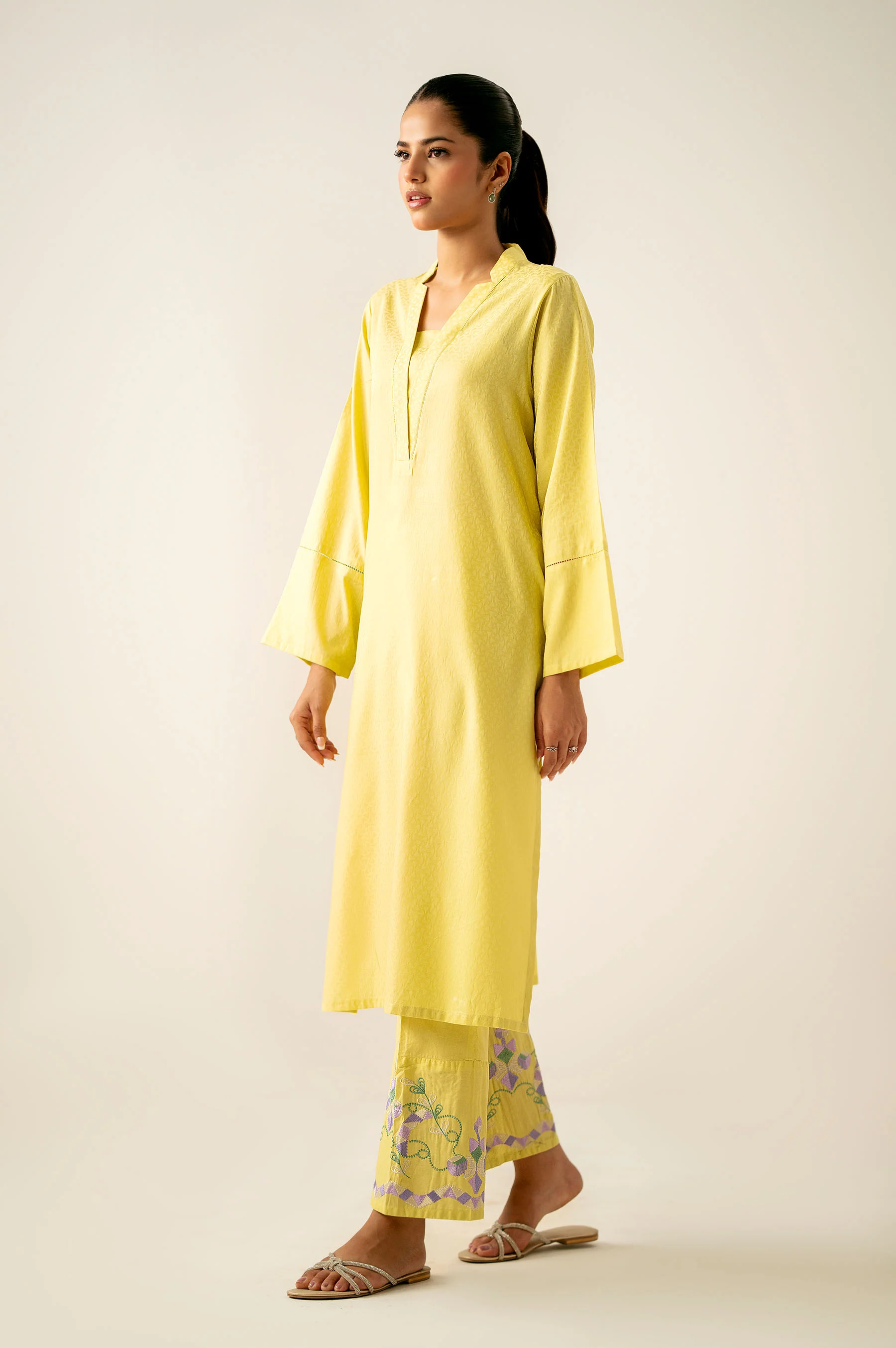 Stitched 2 Piece Embroidered Satin Jacquard Suit - Image 6