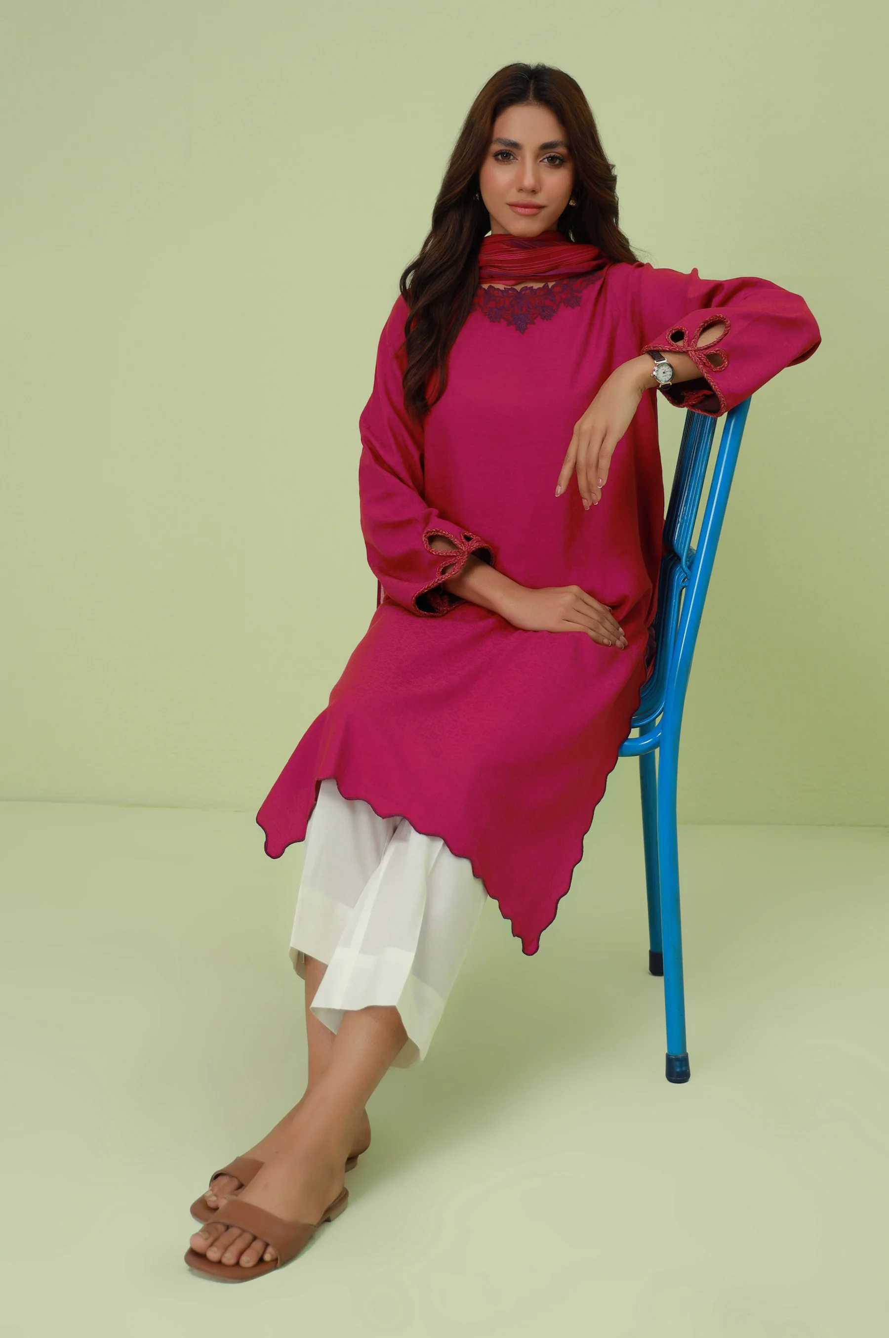 Stitched 2 Piece Embroidered Satin Jacquard Suit - Image 3