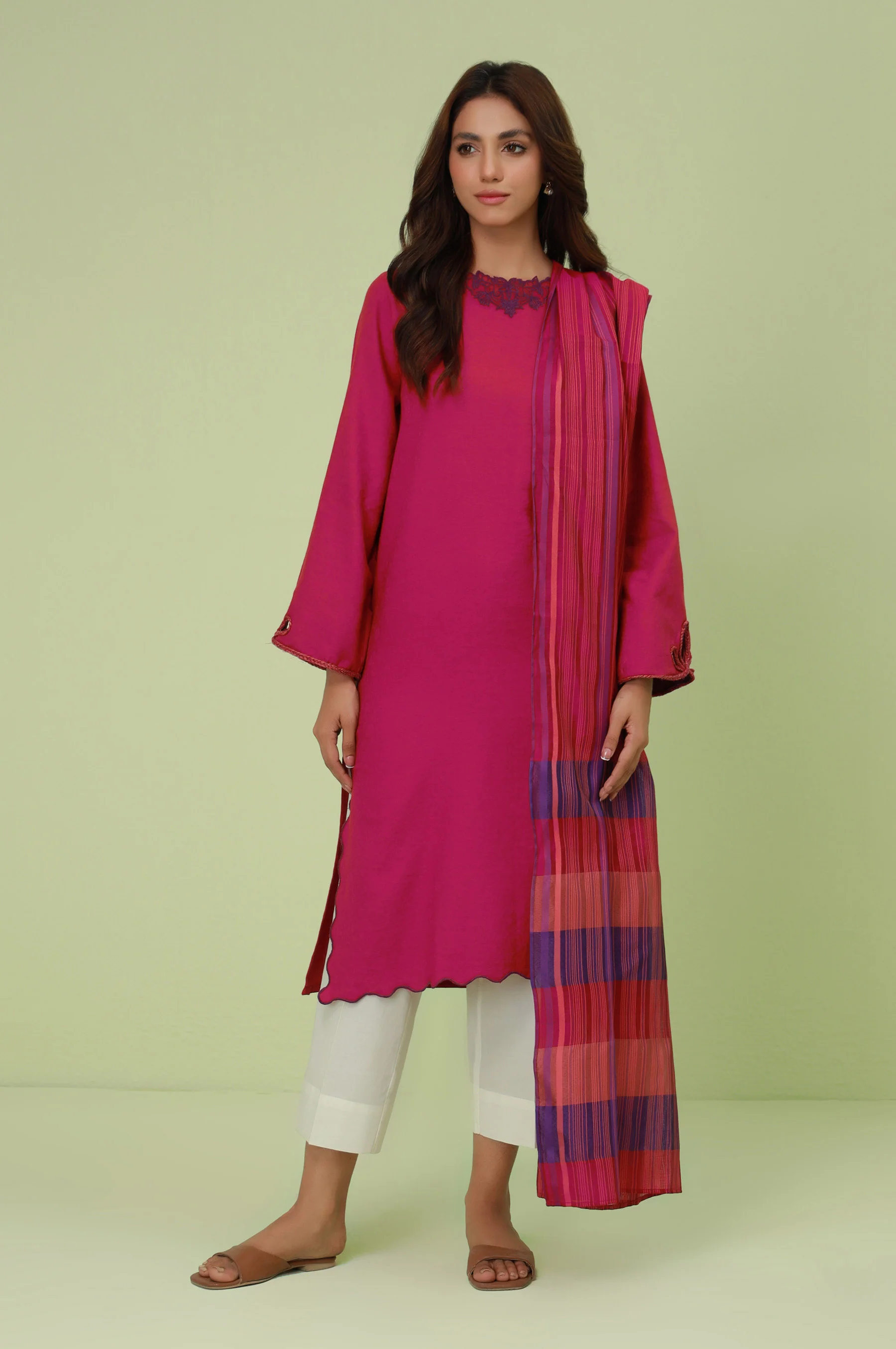 Stitched 2 Piece Embroidered Satin Jacquard Suit - Image 4