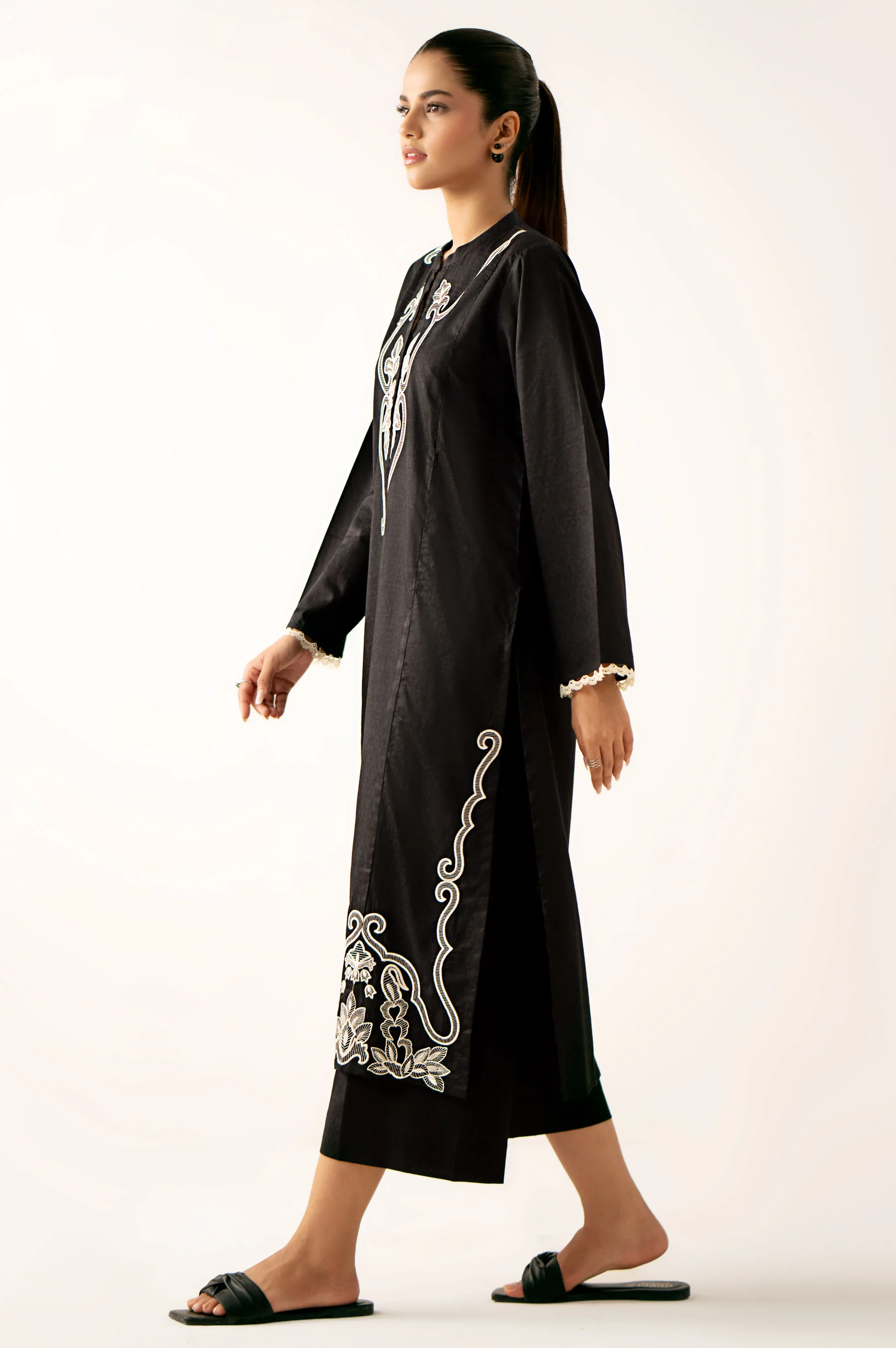 Stitched 2 Piece Embroidered Self Jacquard Suit - Image 3