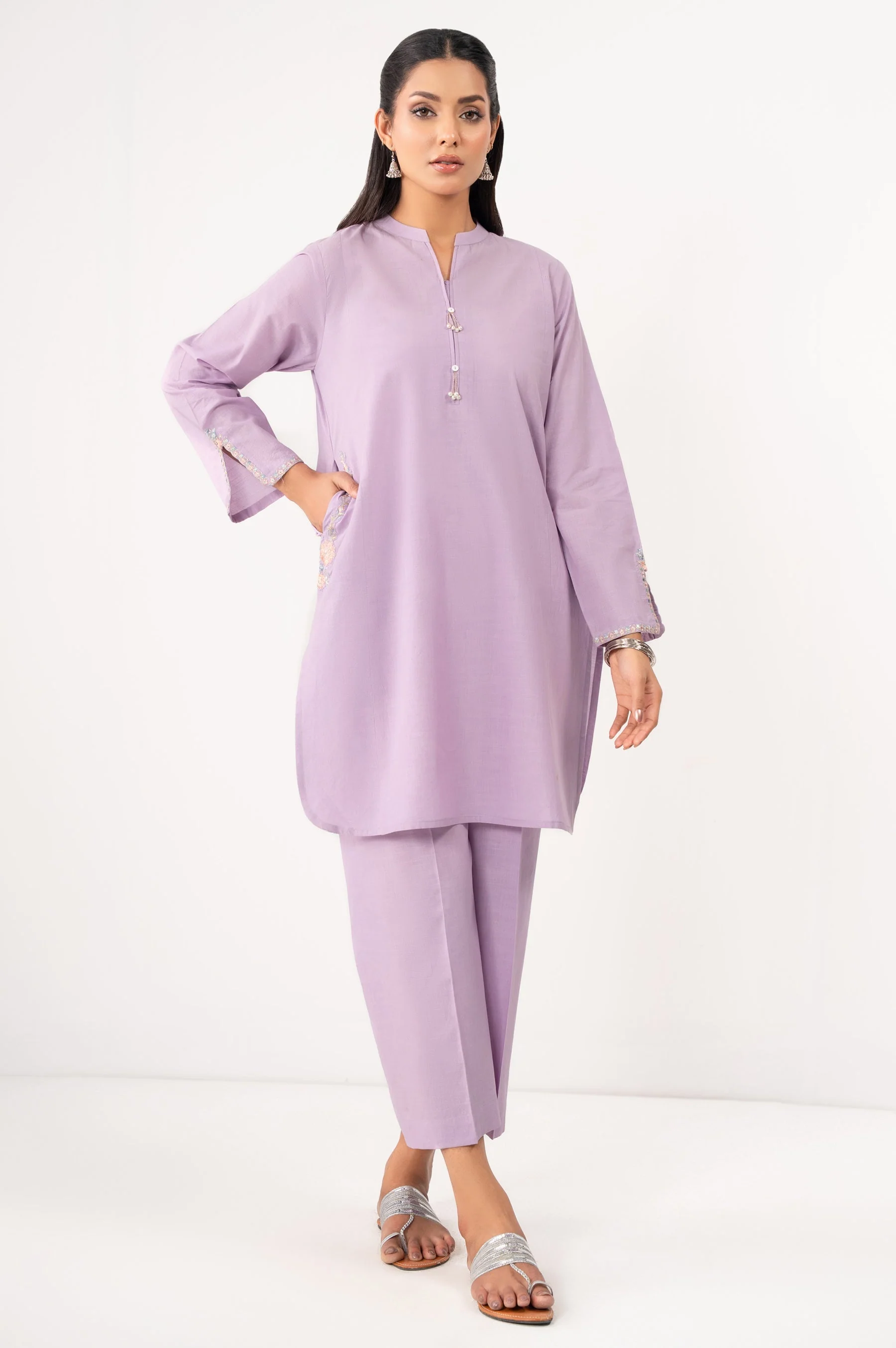 STITCHED EMBROIDERED LAWN SHIRT BOTTOM (FACTORY E-OUTLET)
