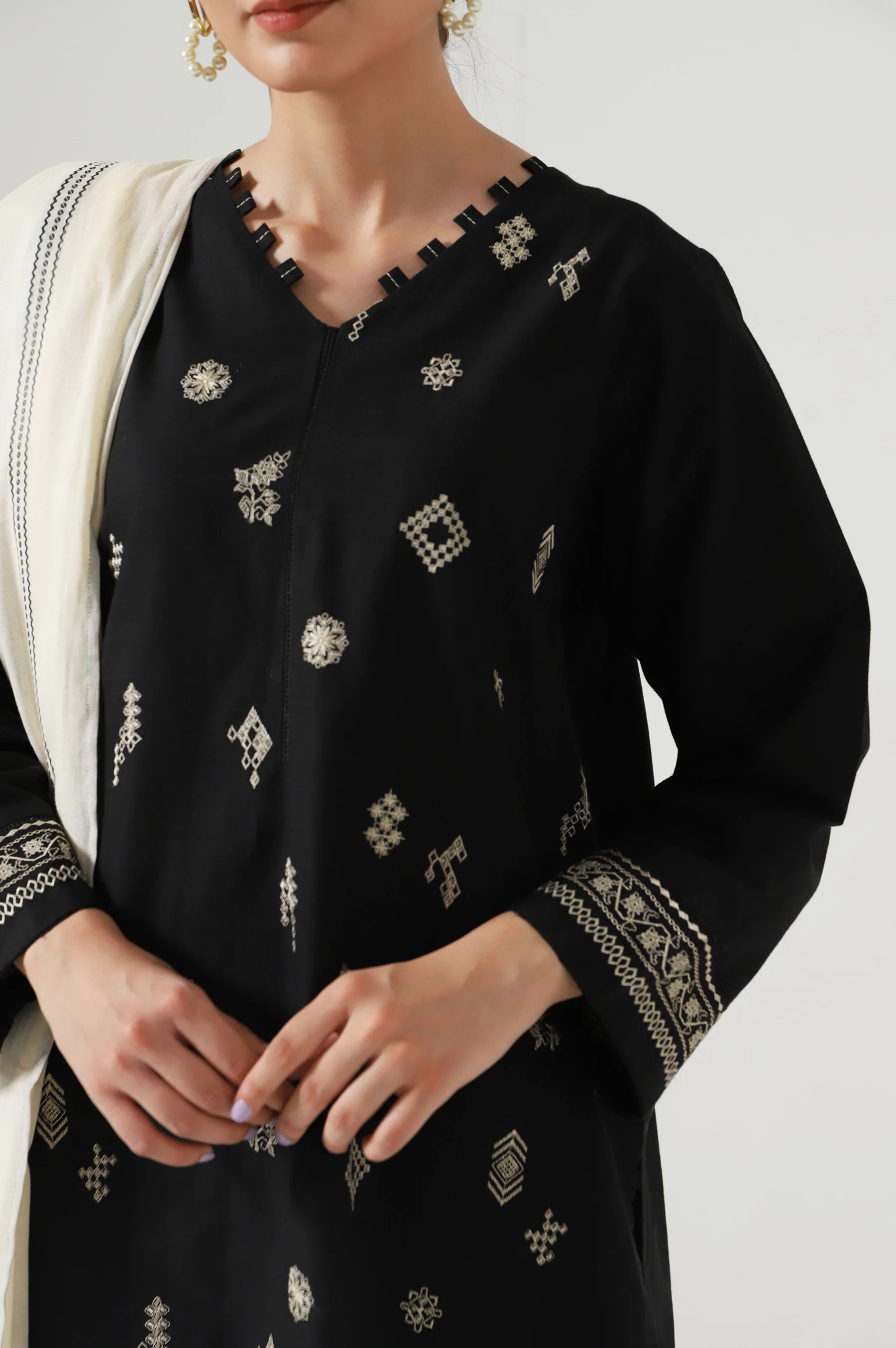 Stitched 2 Piece Embroidered slub Suit - Image 6