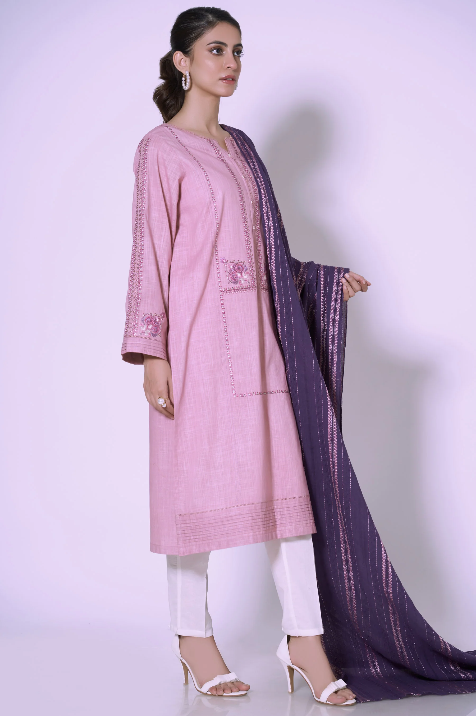 Stitched 2 piece Embroidered Slub Suit - Image 2