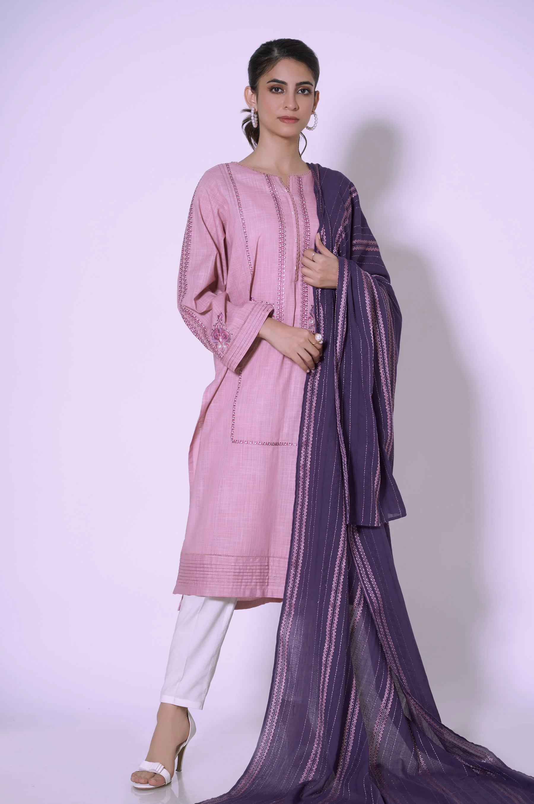Stitched 2 piece Embroidered Slub Suit - Image 6
