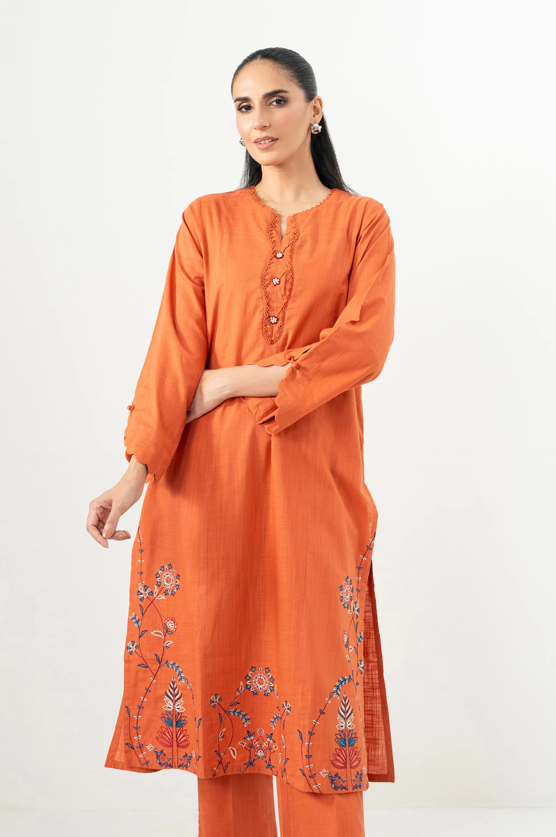 Stitched 2 Piece Embroidered Slub Suit - Image 2
