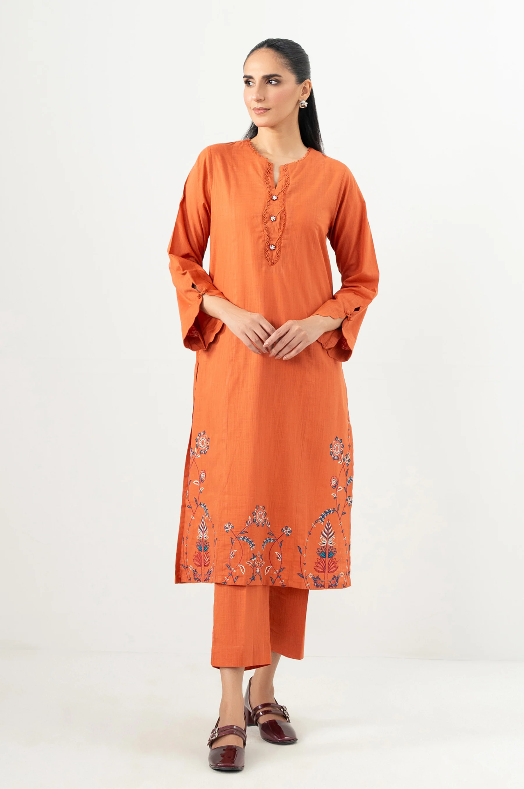 Stitched 2 Piece Embroidered Slub Suit - Image 6