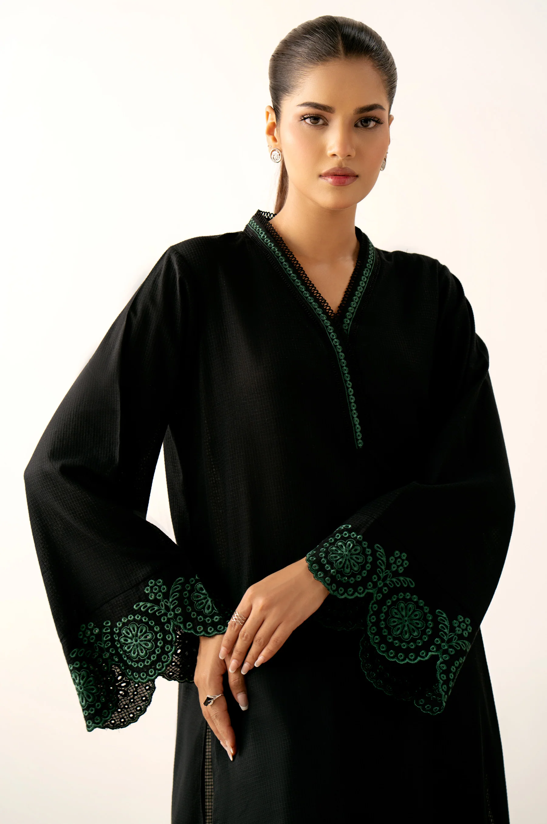 Stitched 2 Piece Embroidered Small Checks Suit - Image 2