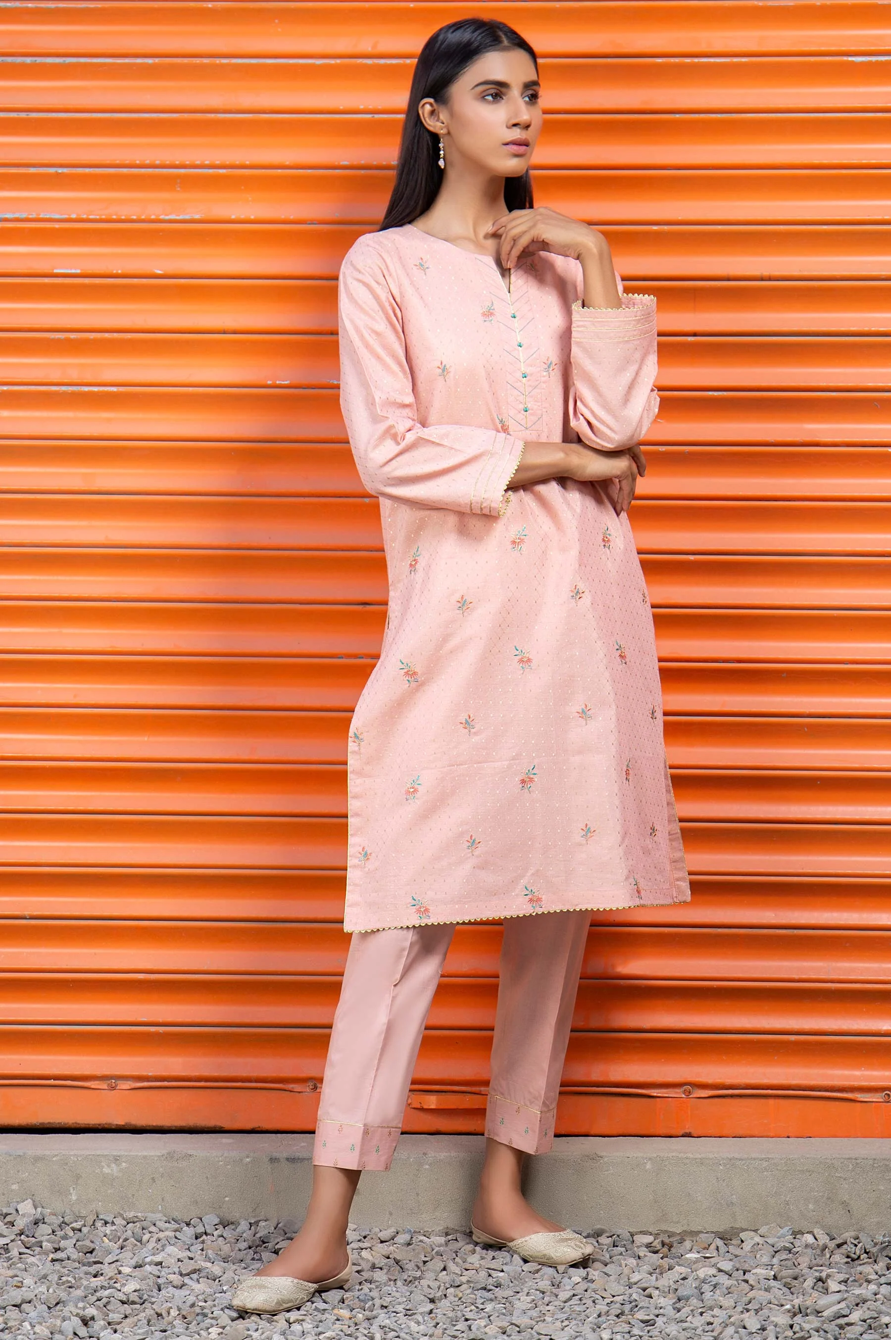 Stitched 2 Piece Embroidered Mesuri Suit - Image 3