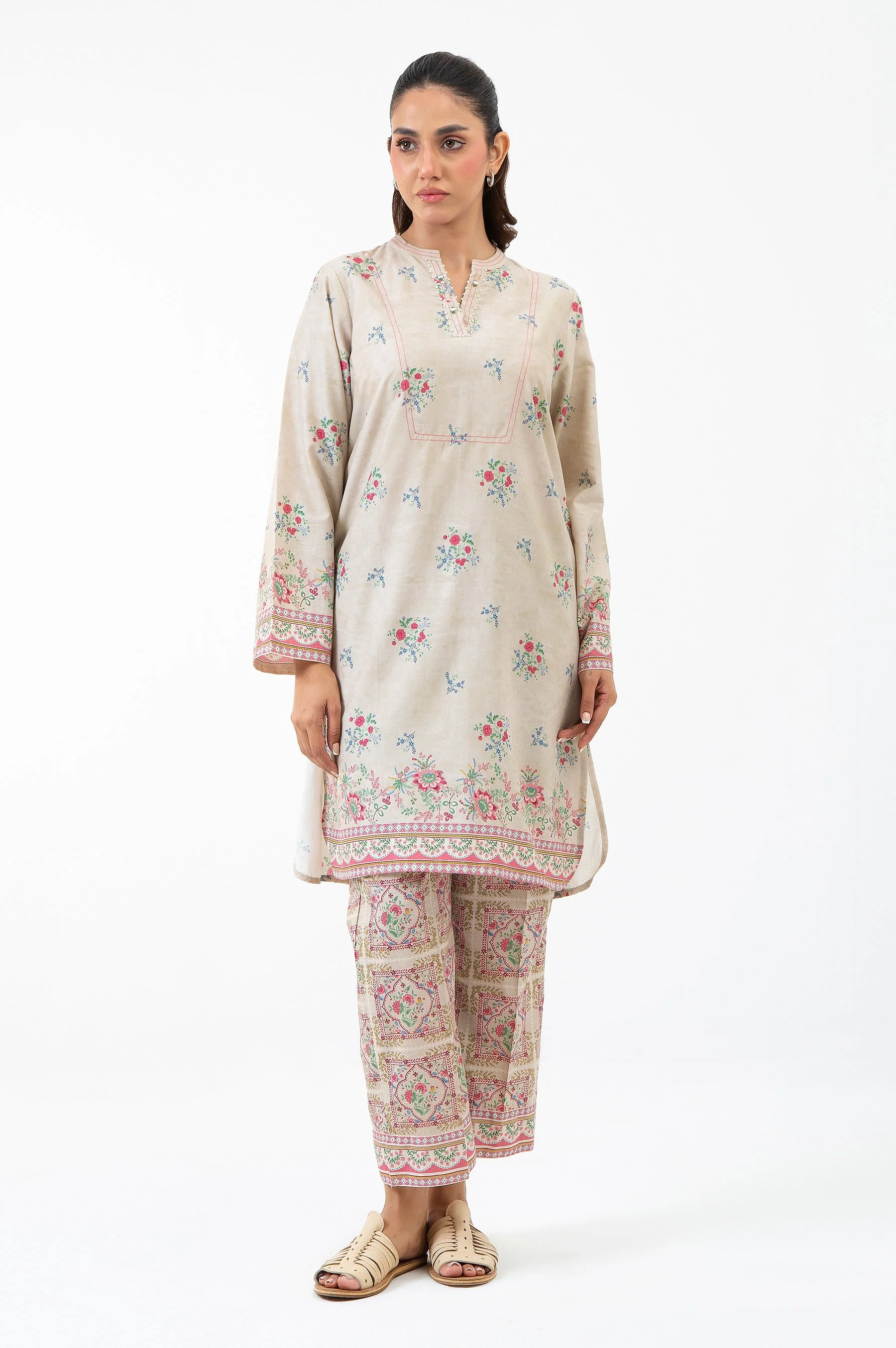 STITCHED EMBROIDERED CAMBRIC SUIT (FACTORY E-OUTLET) - Image 2