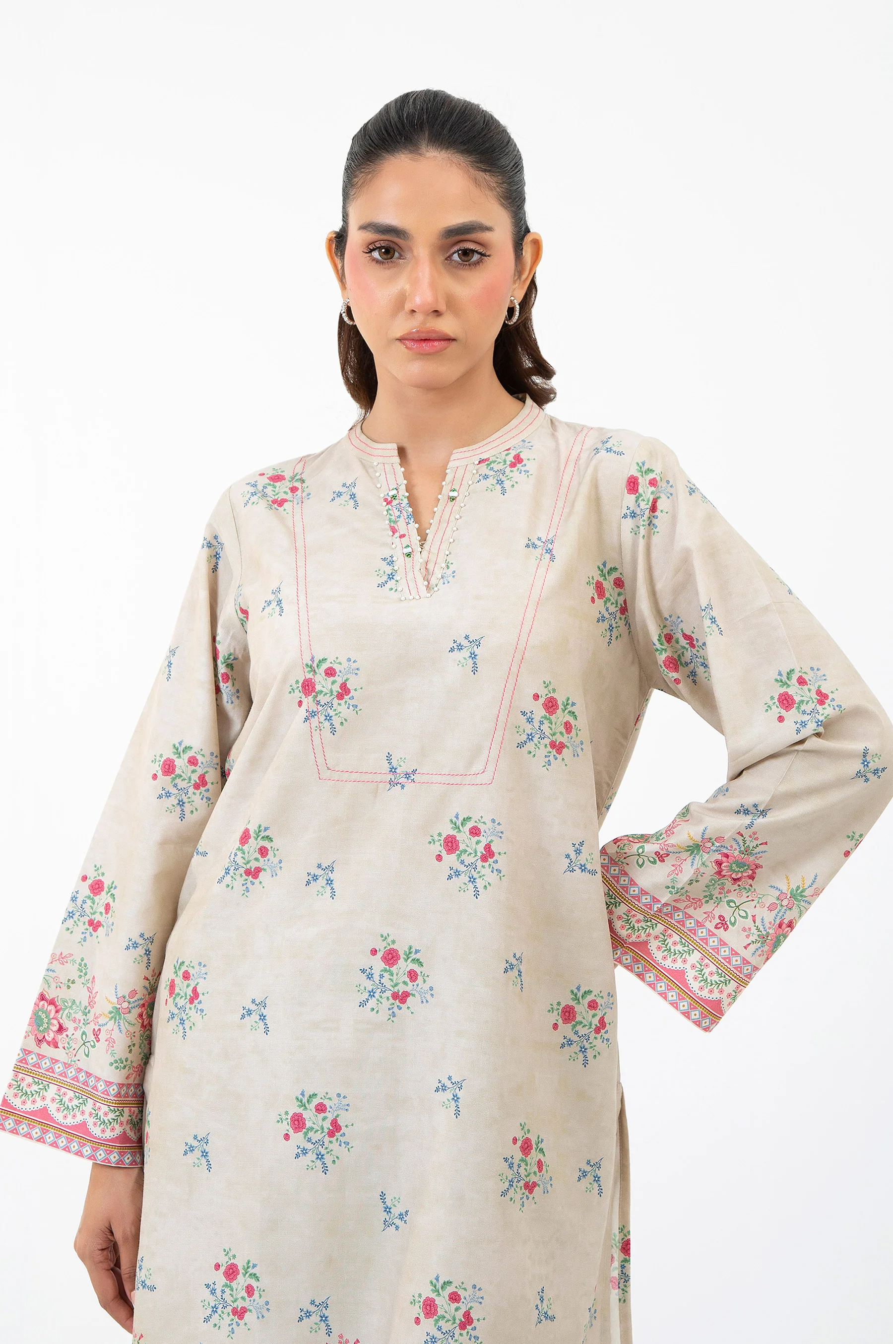 STITCHED EMBROIDERED CAMBRIC SUIT - Image 6