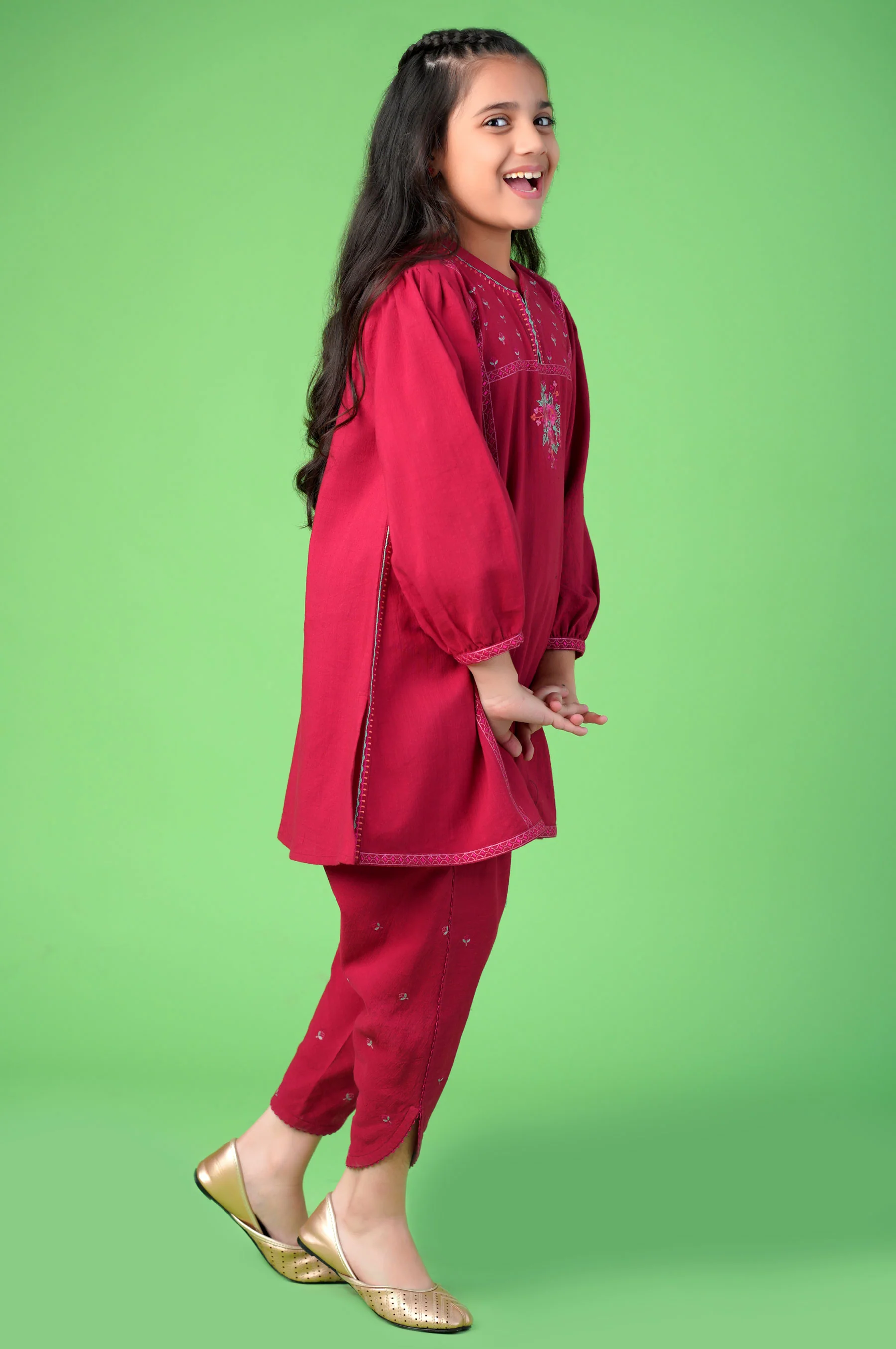 Stitched 2 Piece Embroidered Khaddar Suit - Image 2