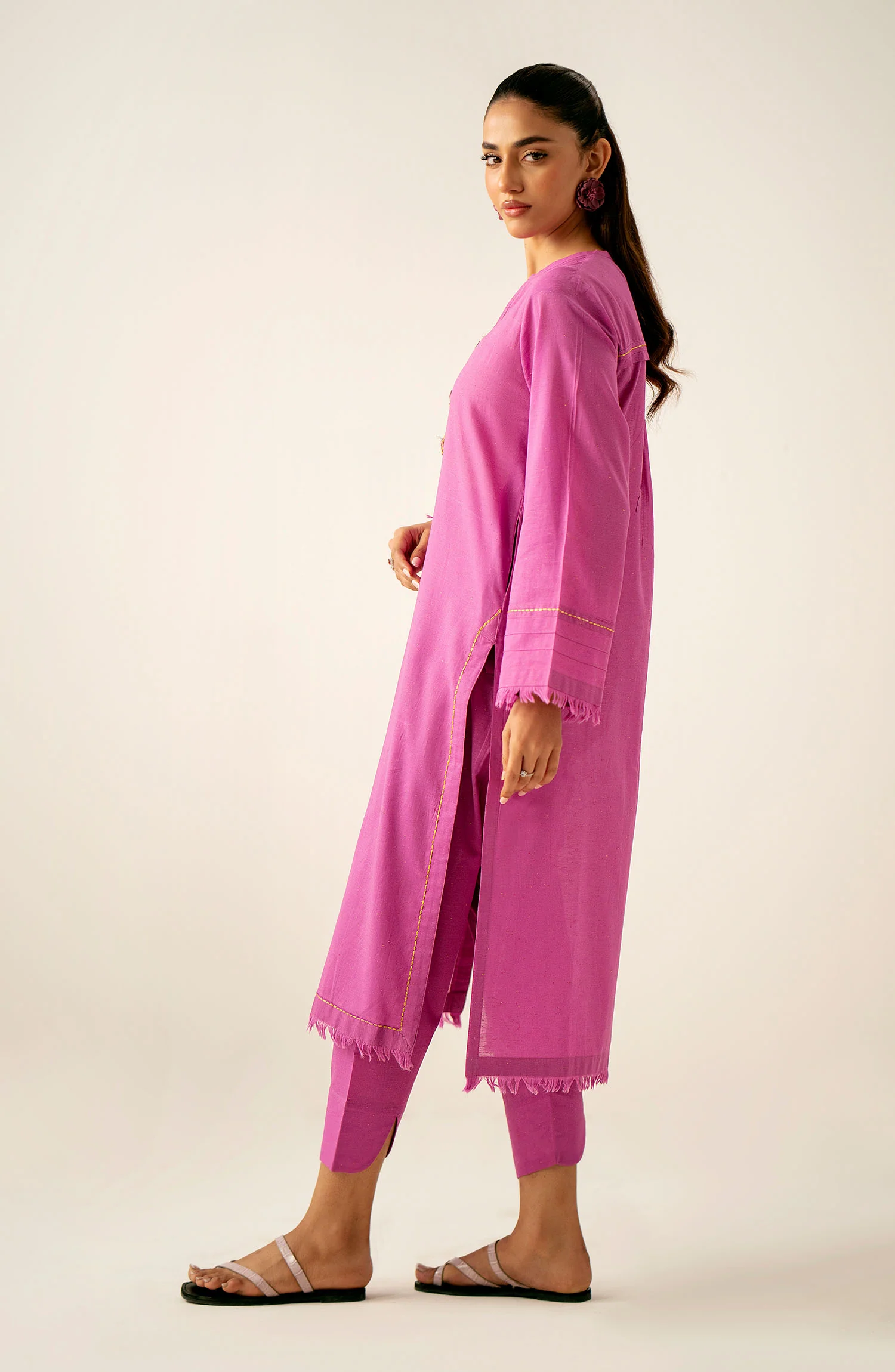 Stitched 2 Piece Embroidered Textured Neps Suit - Image 3