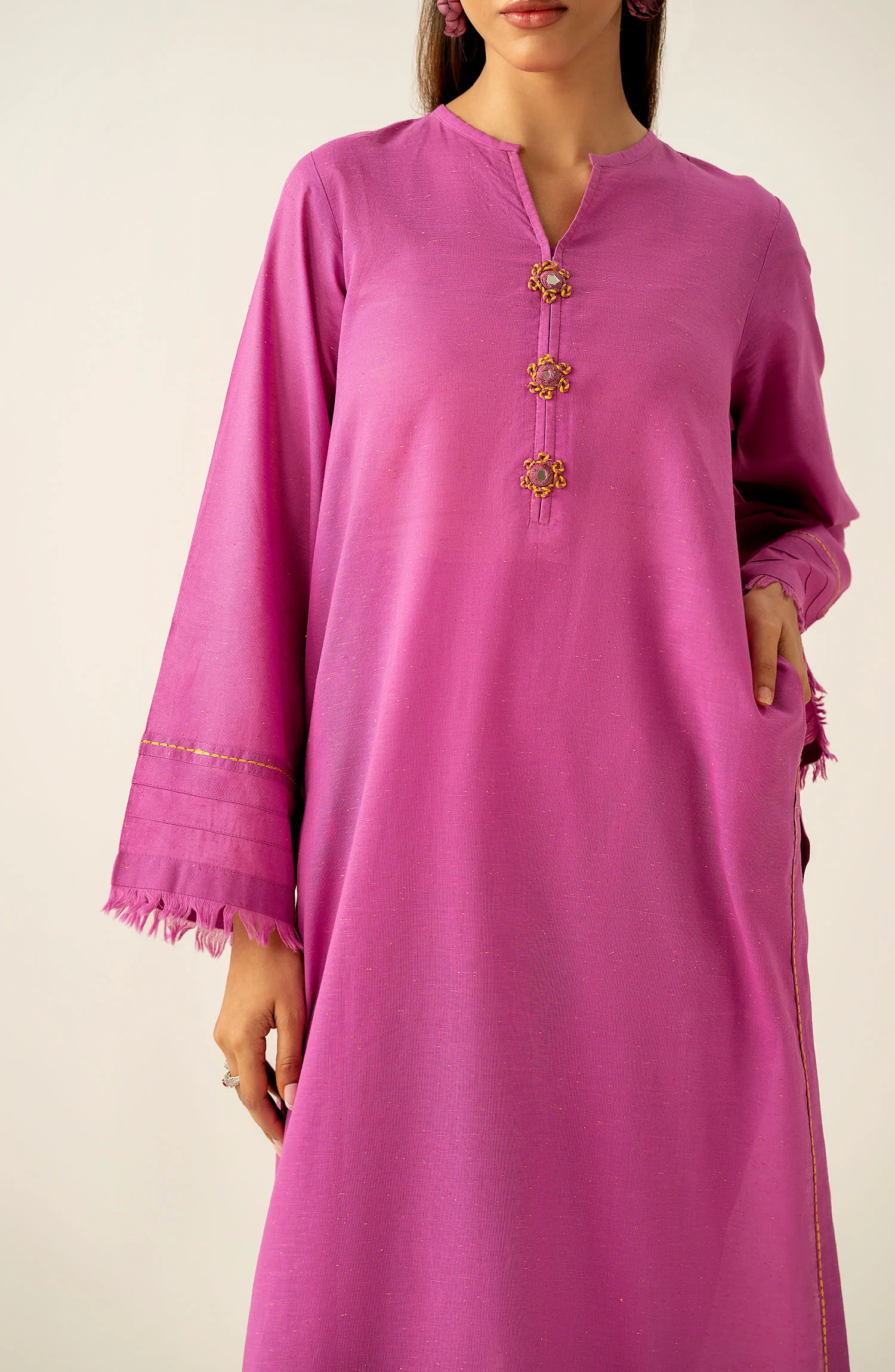 Stitched 2 Piece Embroidered Textured Neps Suit - Image 6