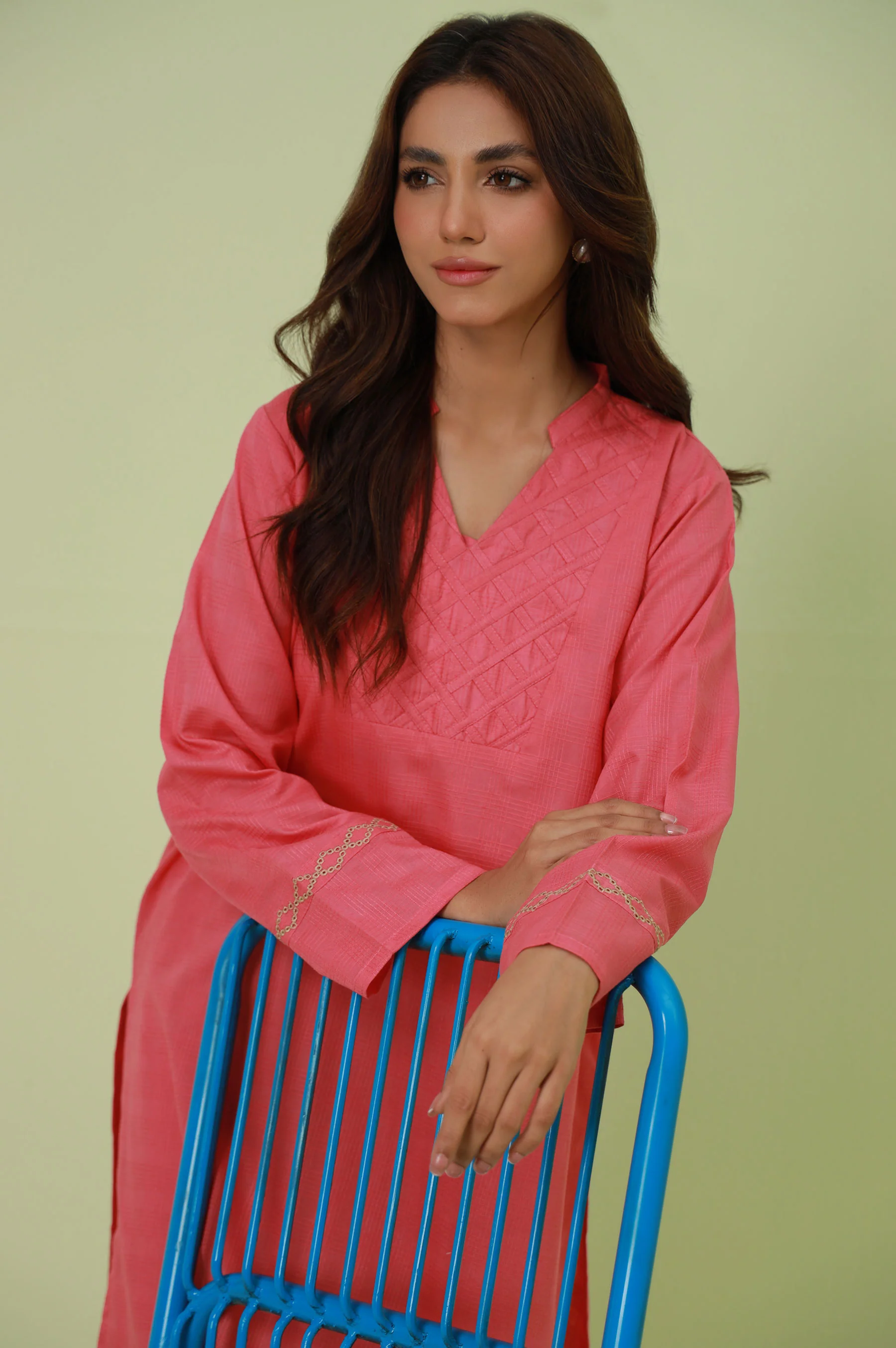 Stitched 2 Piece Embroidered Textured Suit - Image 2