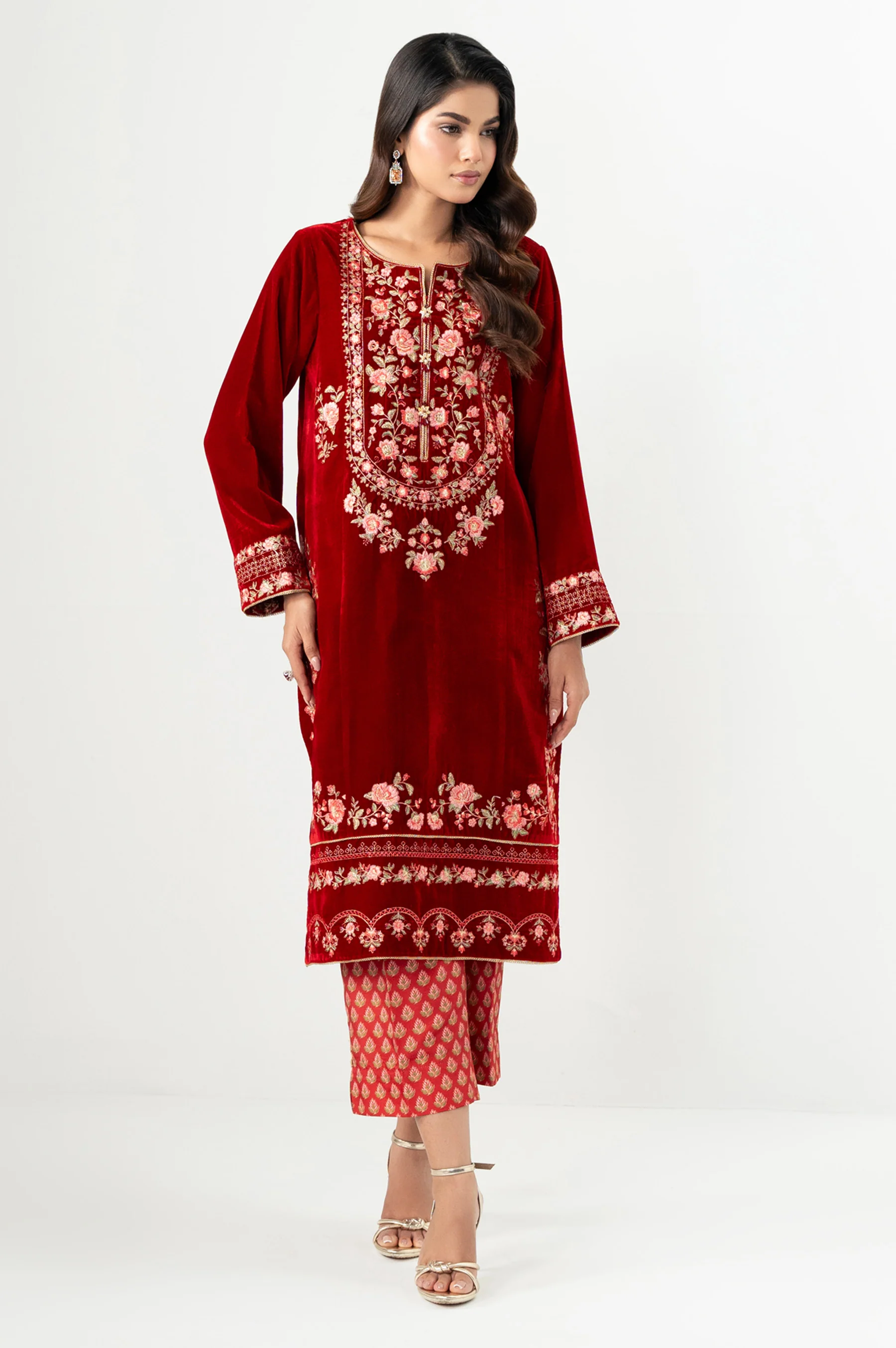 STITCHED EMBROIDERED VELVET SHIRT BOTTOM - Image 6