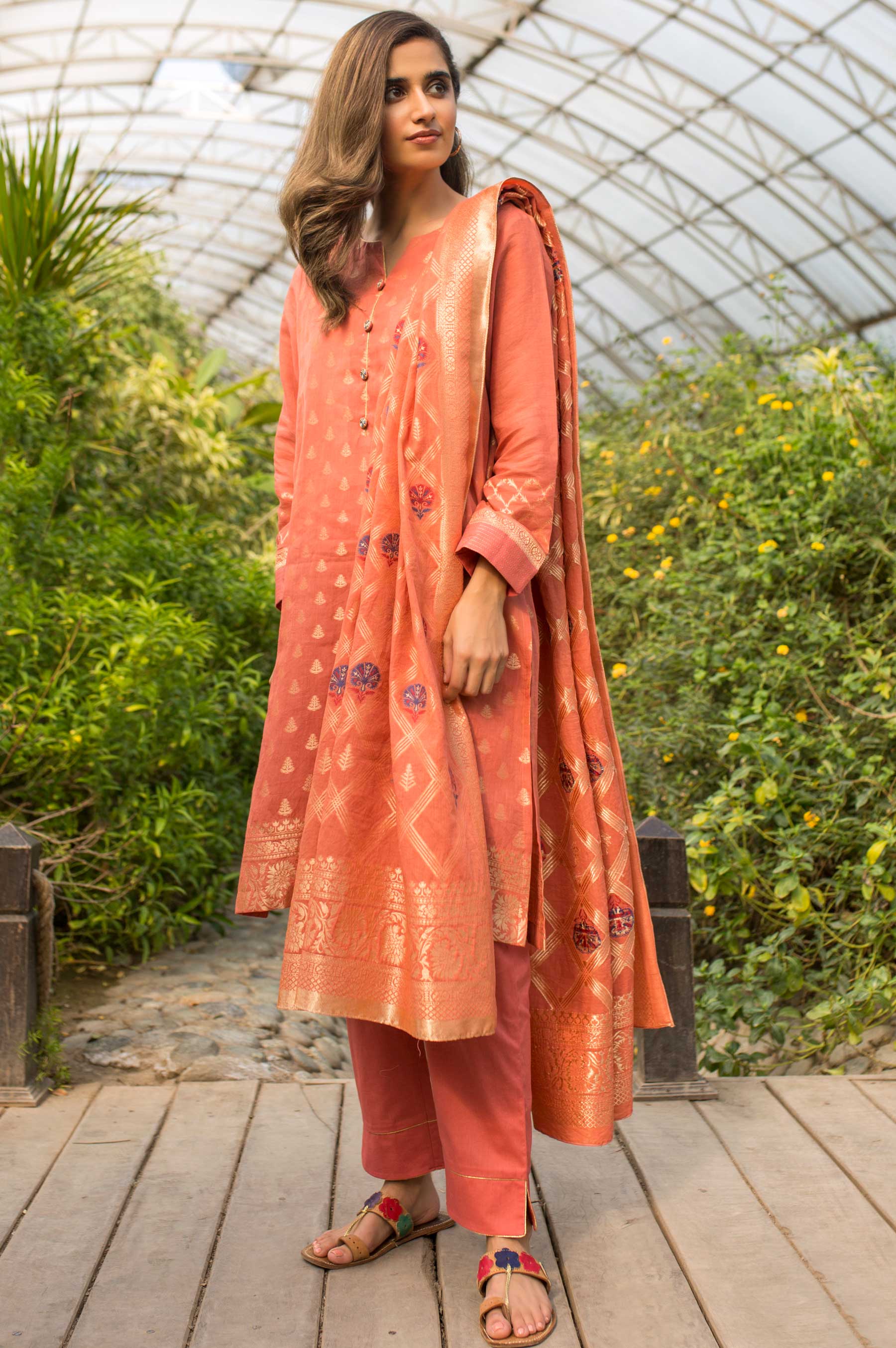 Stitched 2 Piece Embroidered Yarn Dyed Jacquard Suit - Image 3