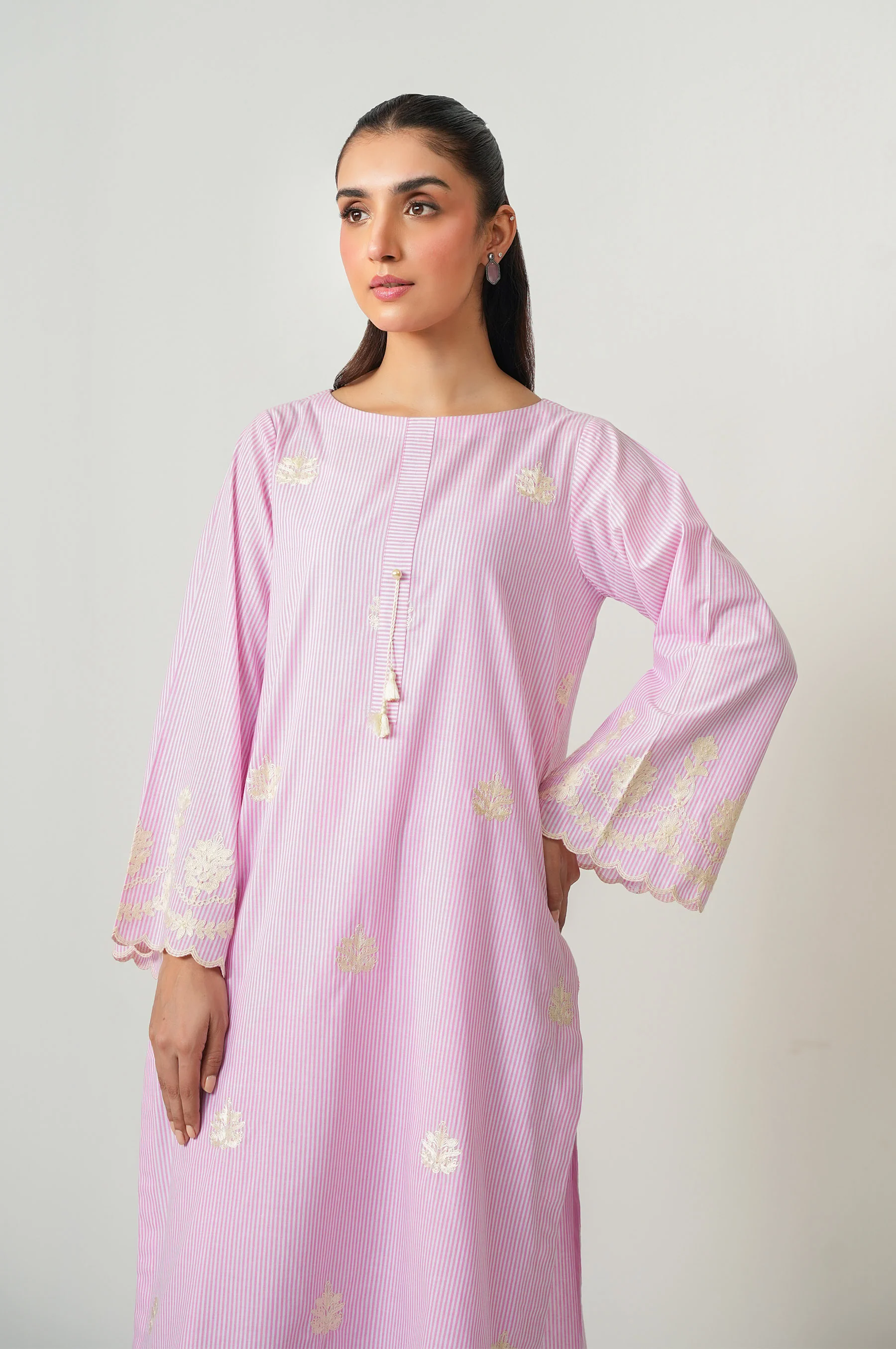 Stitched 2 Piece Embroidered Yarn Dyed Suit - Image 2