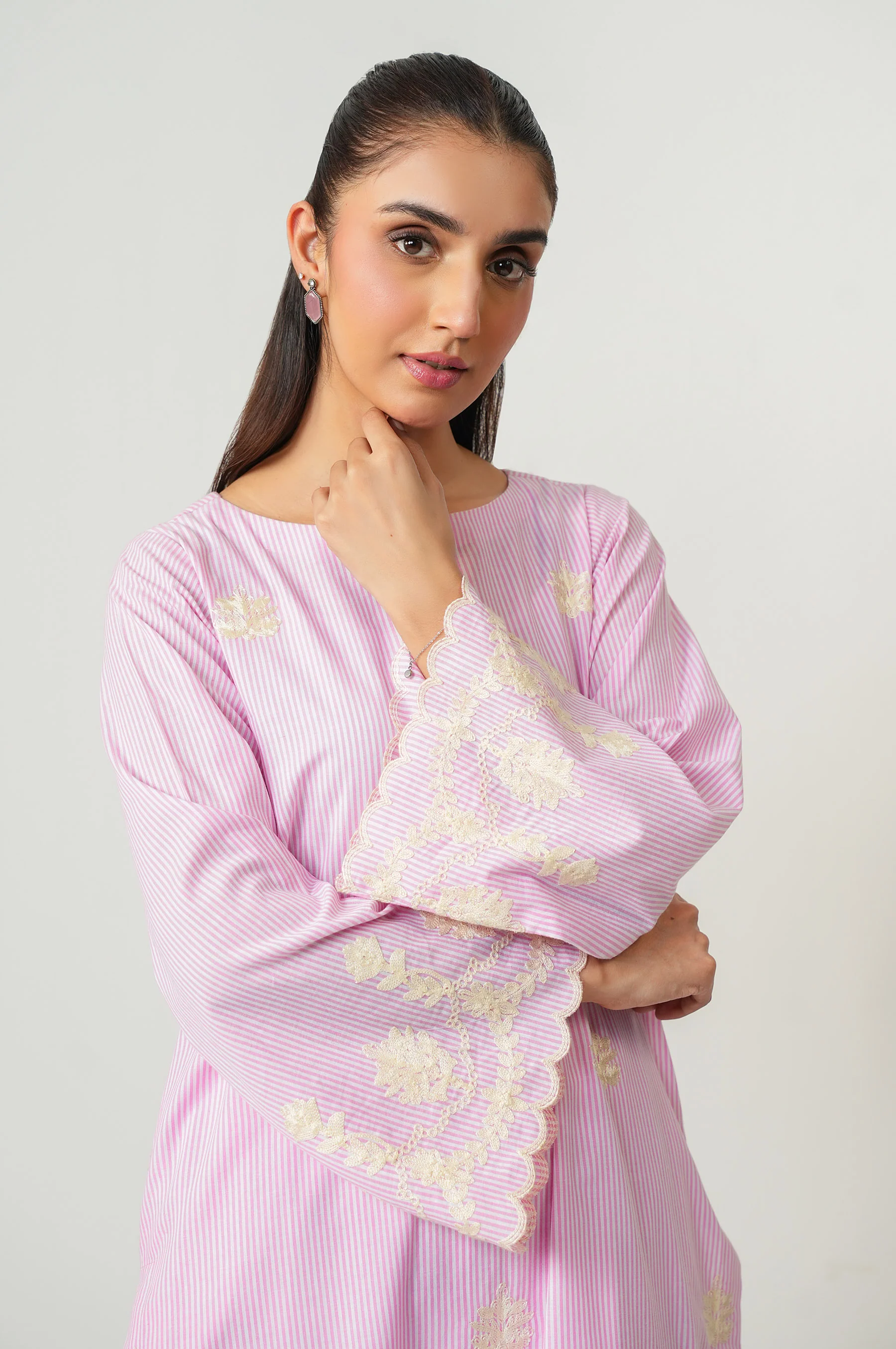 Stitched 2 Piece Embroidered Yarn Dyed Suit - Image 3