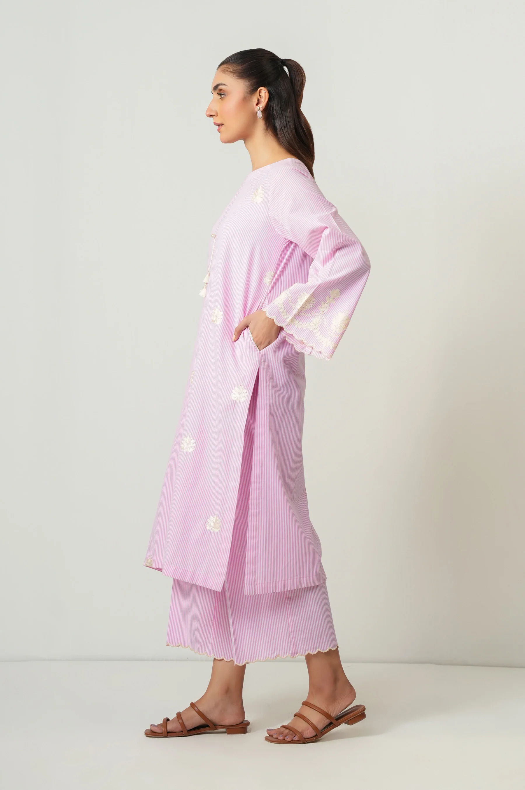 Stitched 2 Piece Embroidered Yarn Dyed Suit - Image 4
