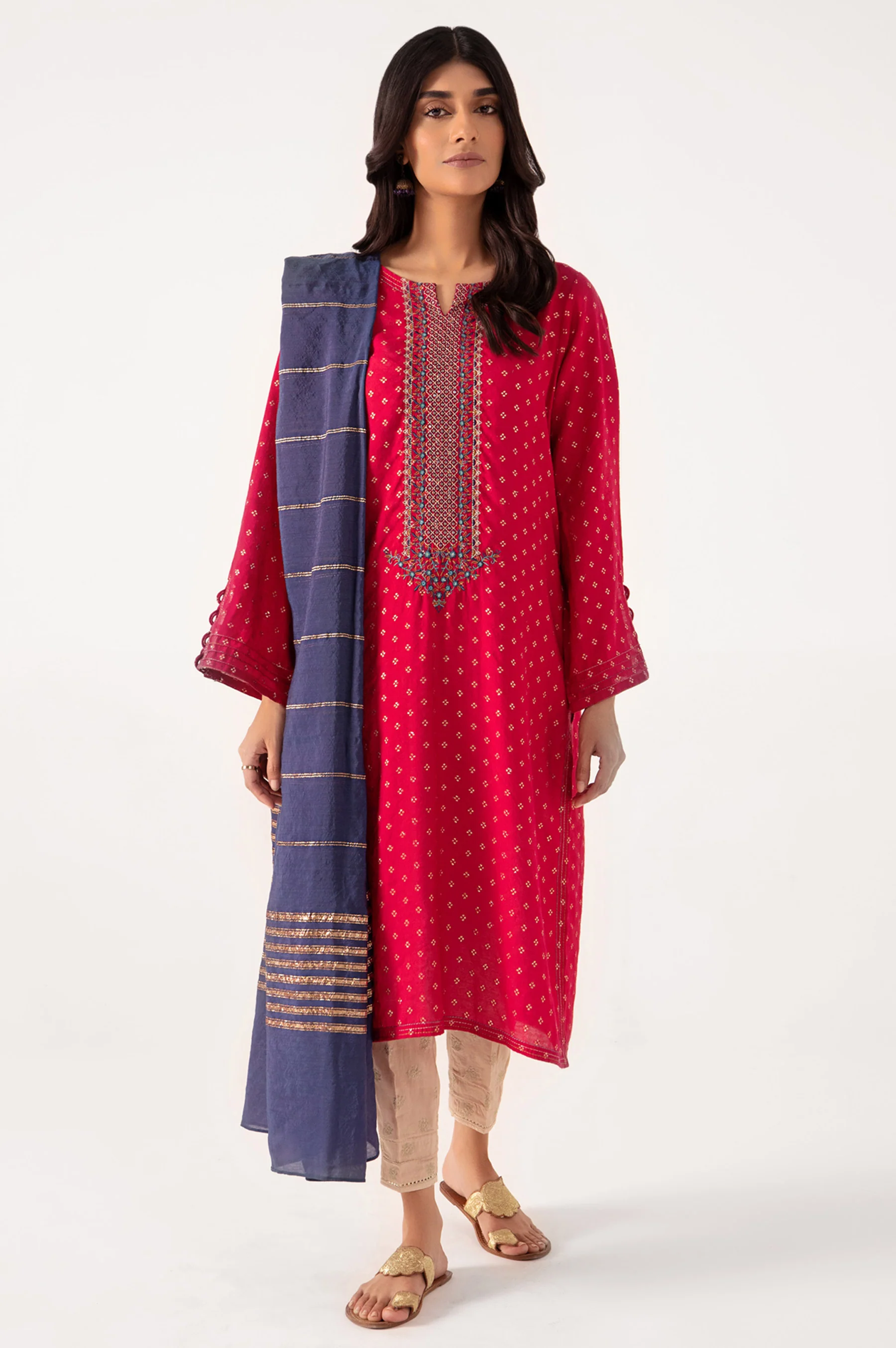 Stitched 2 Piece Embroidered Jacquard Suit - Image 2