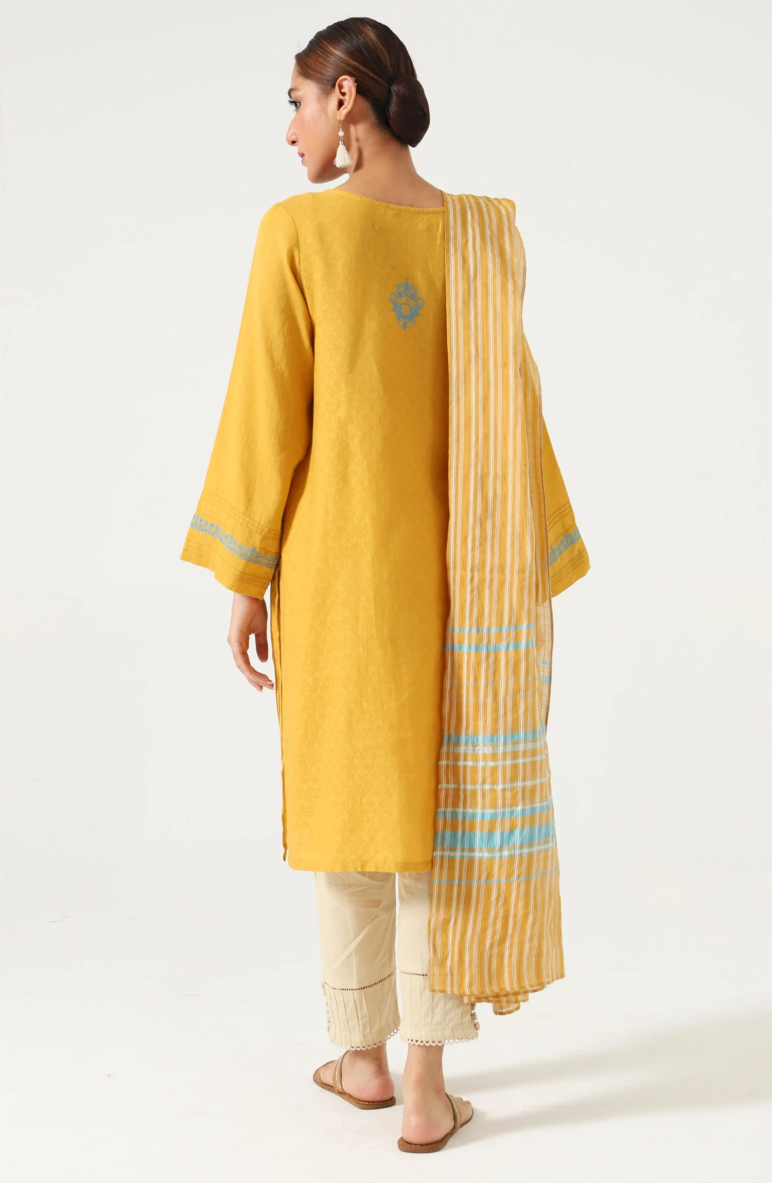 Stitched 2 piece Satin Jacquard Suit - Image 2