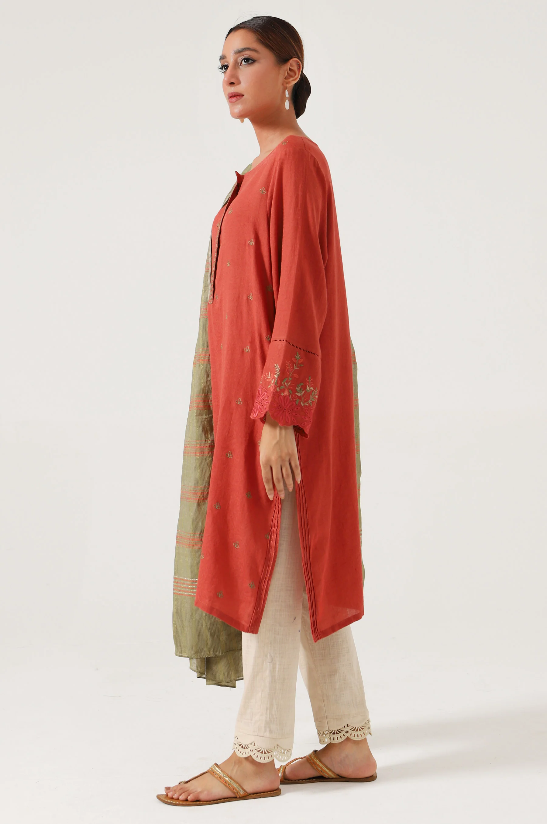 Stitched 2 Piece Satin Jacquard suit - Image 4