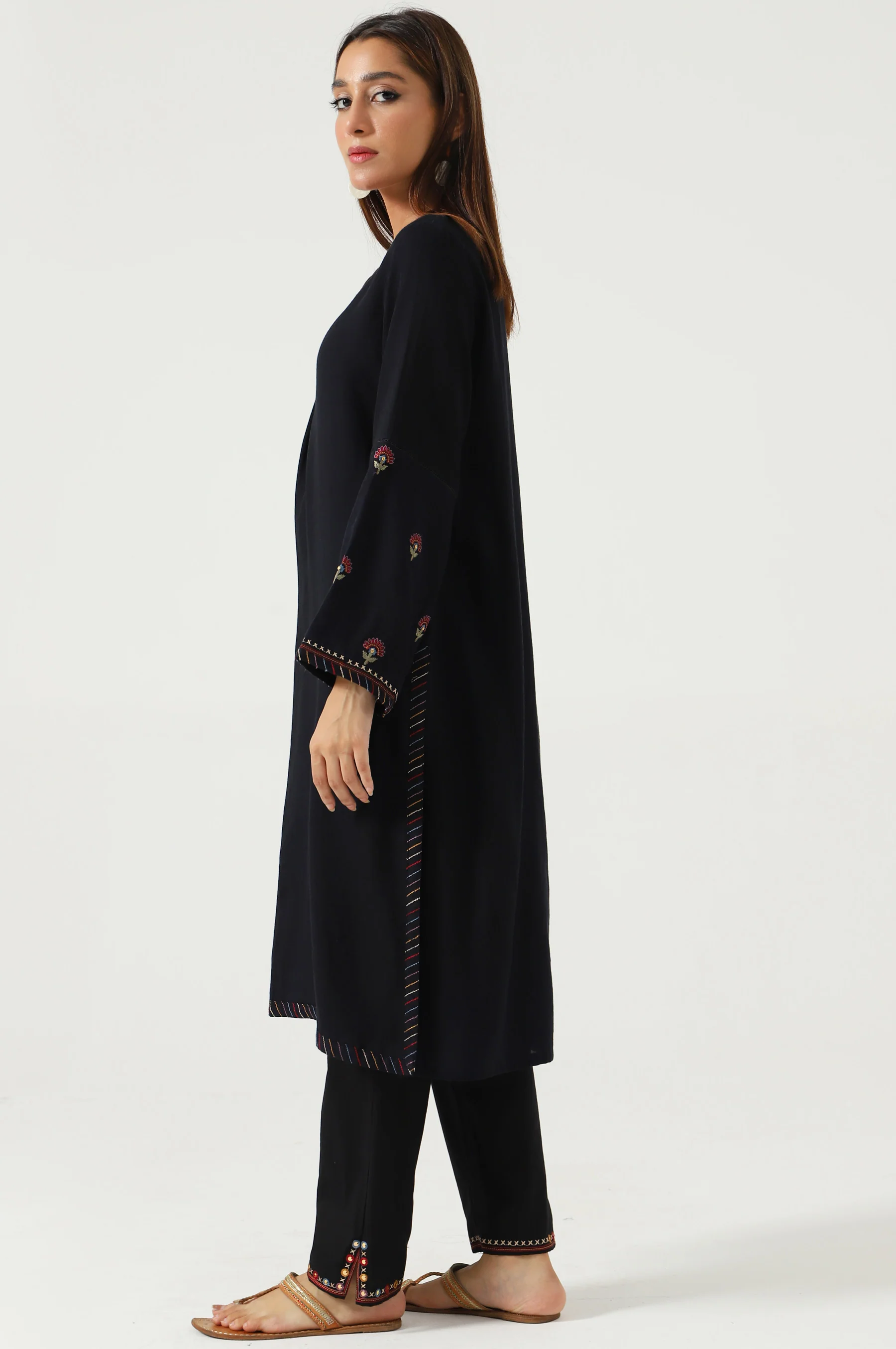 Stitched 2 Piece Satin Jacquard Suit - Image 4
