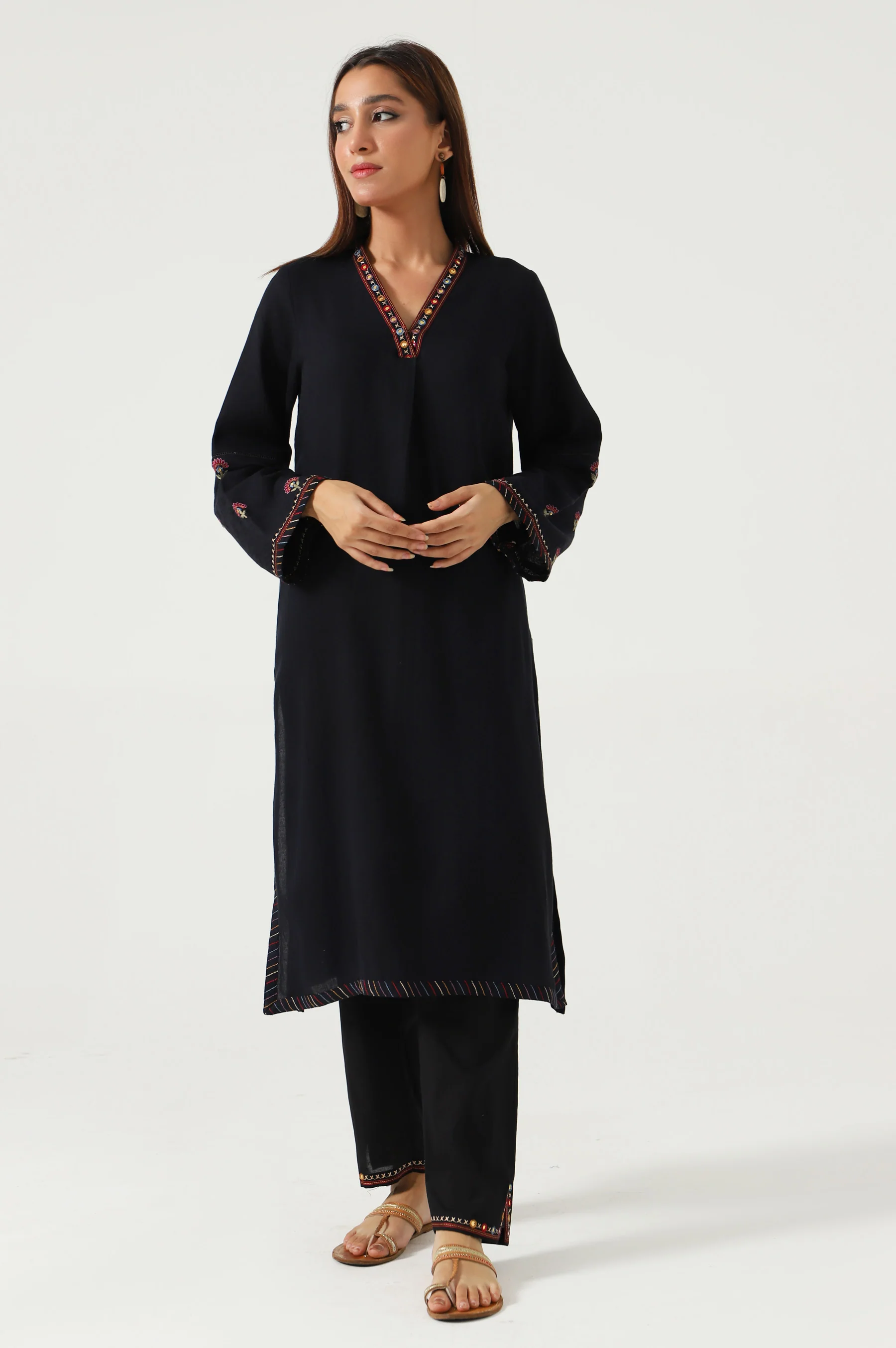 Stitched 2 Piece Satin Jacquard Suit - Image 5