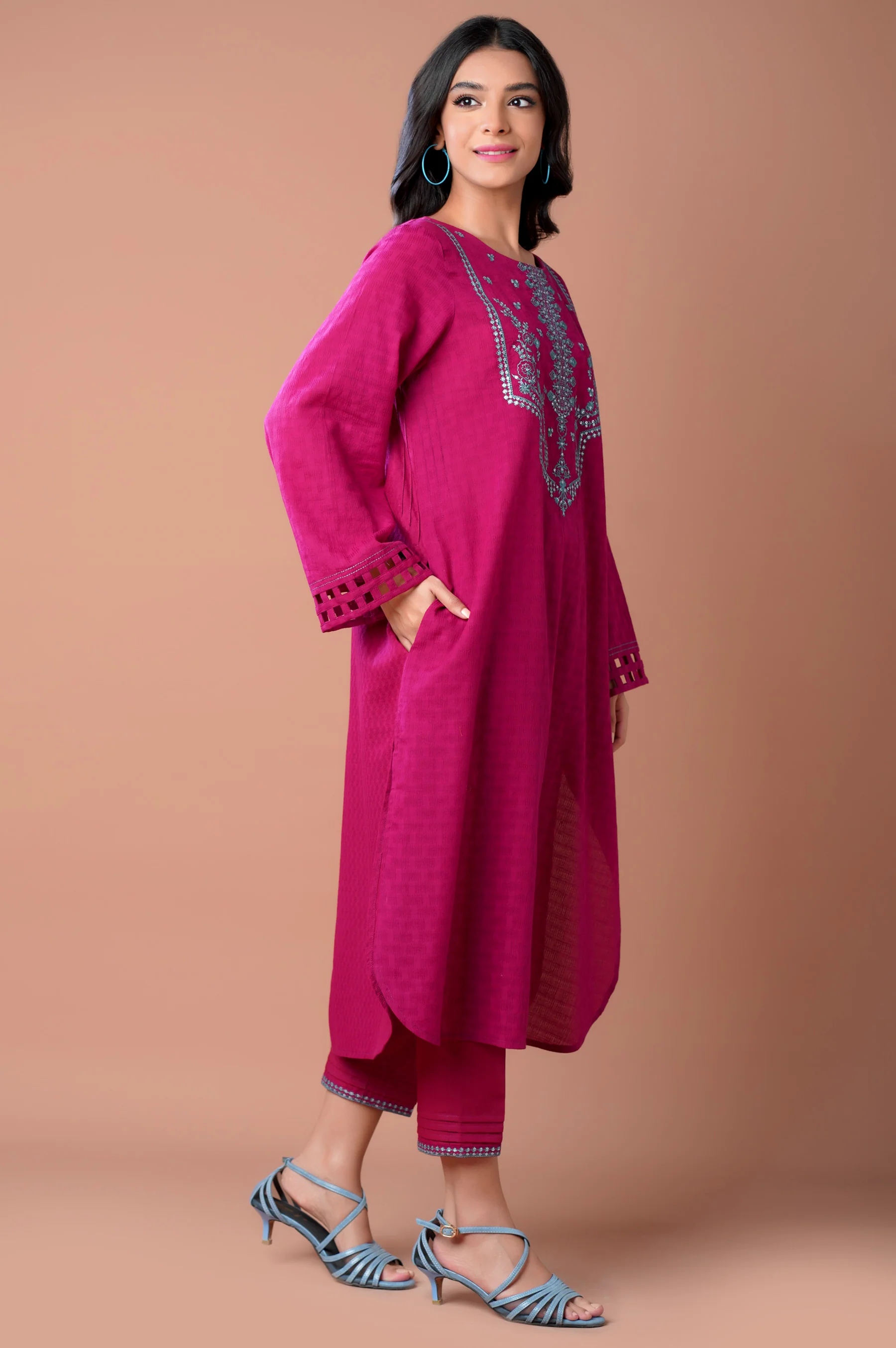 Stitched 2 piece Dobby Jacquard Suit - Image 3