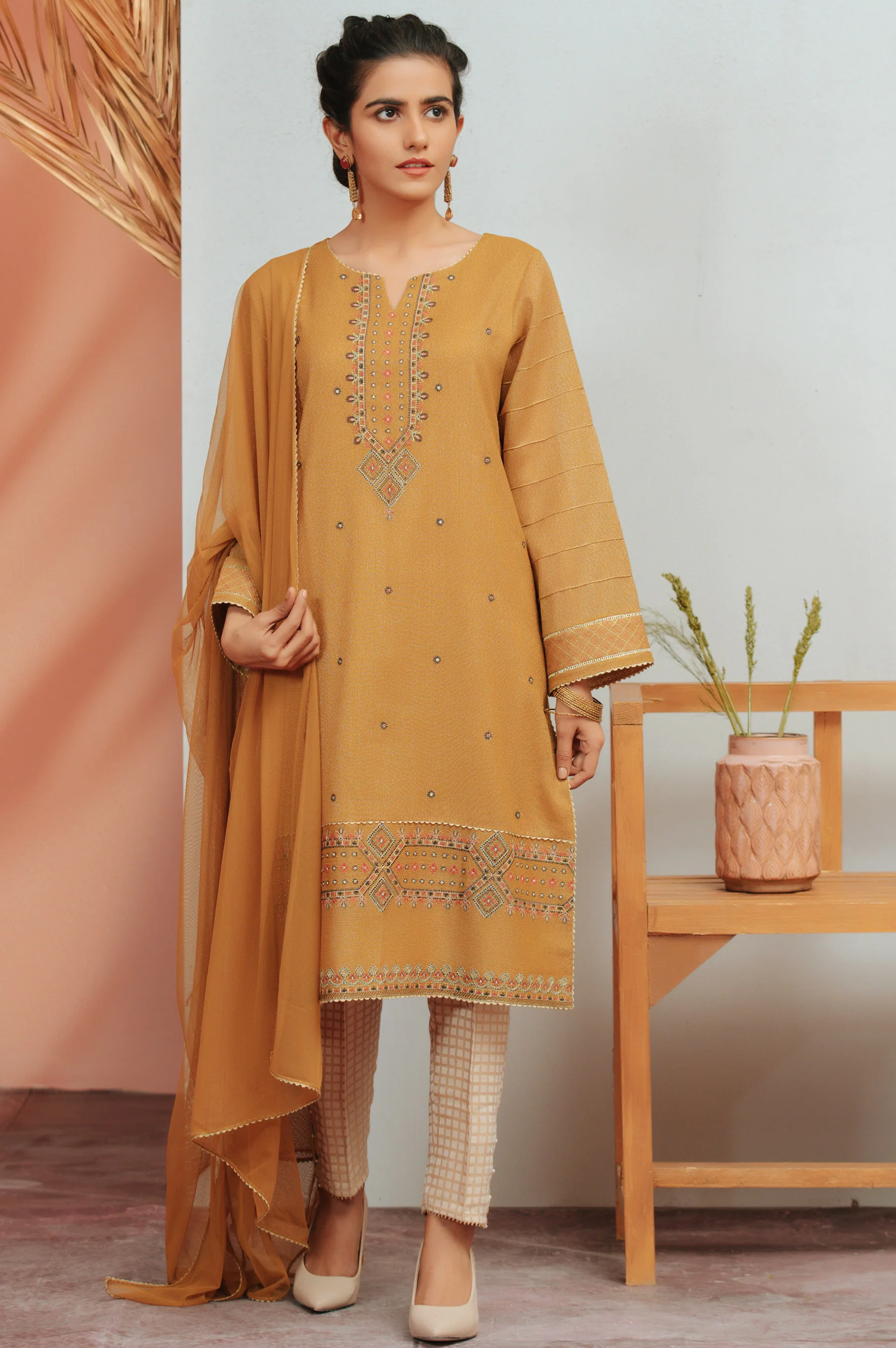 Stitched 2 Piece Karandi Maysori Embroidered Suit - Image 2