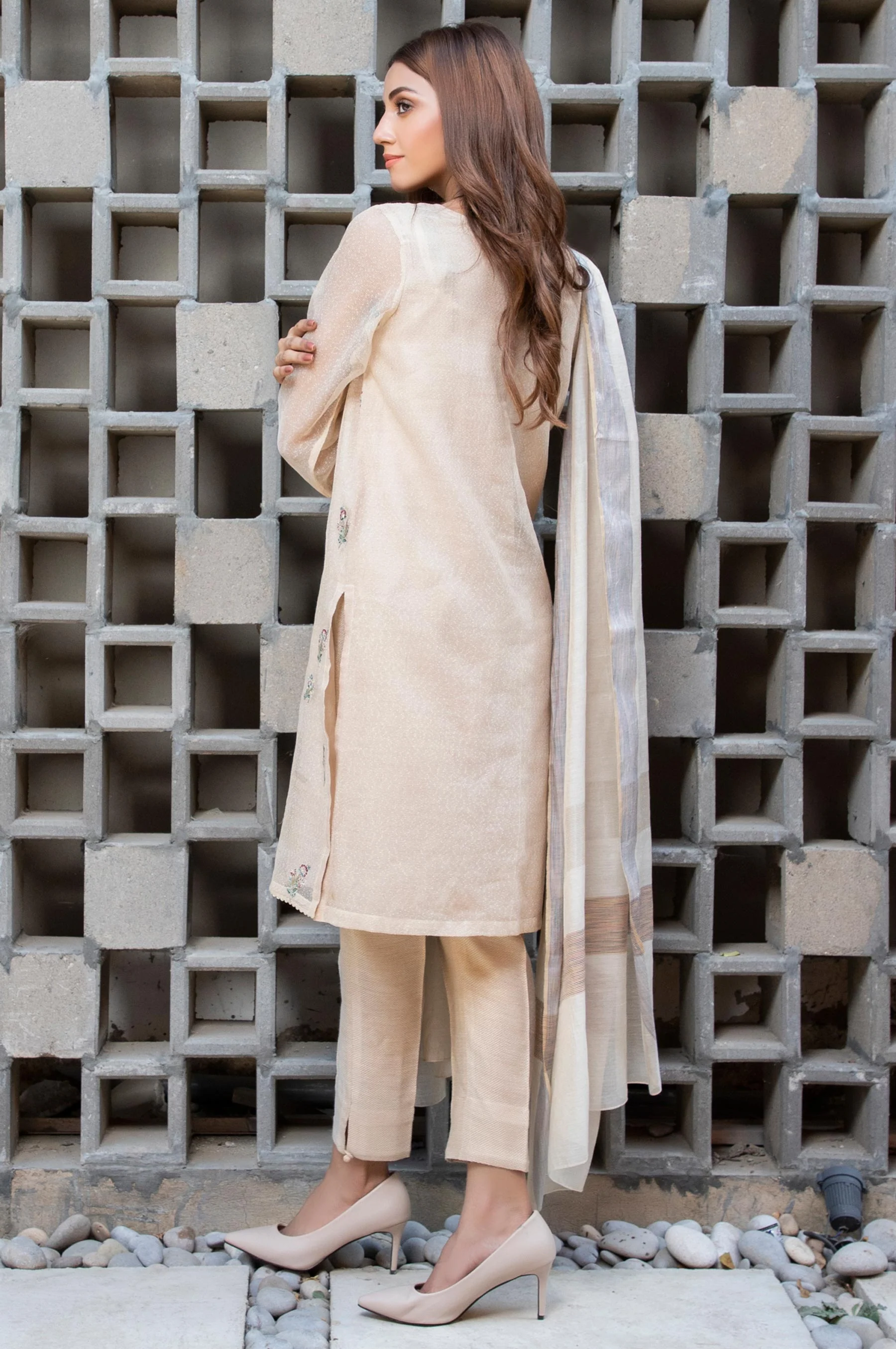 Stitched 2 Piece Karandi Net Embroidered Suit - Image 2