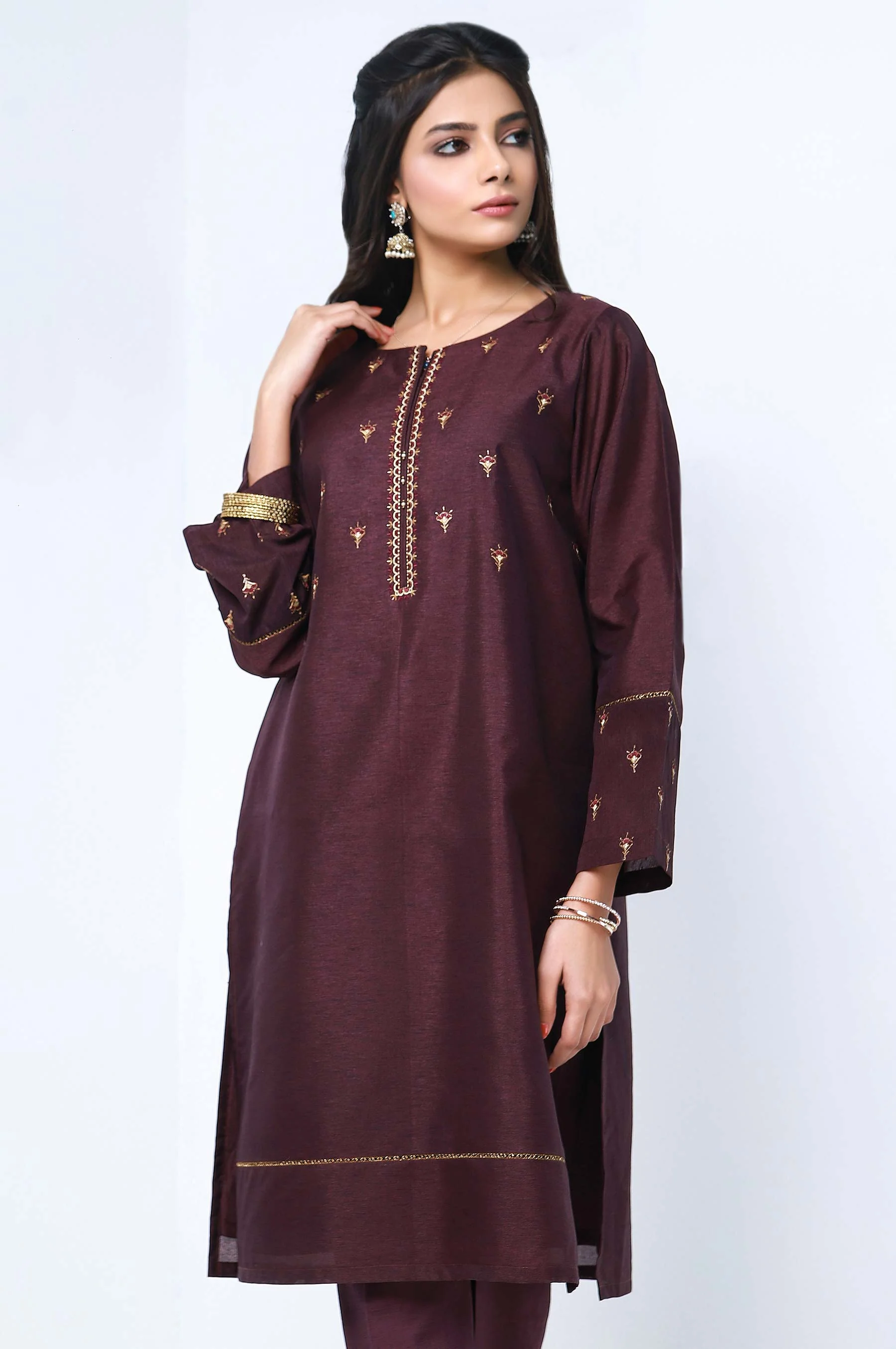 Stitched 2 Piece Khaadi Raw Silk Embroidered Suit - Image 3