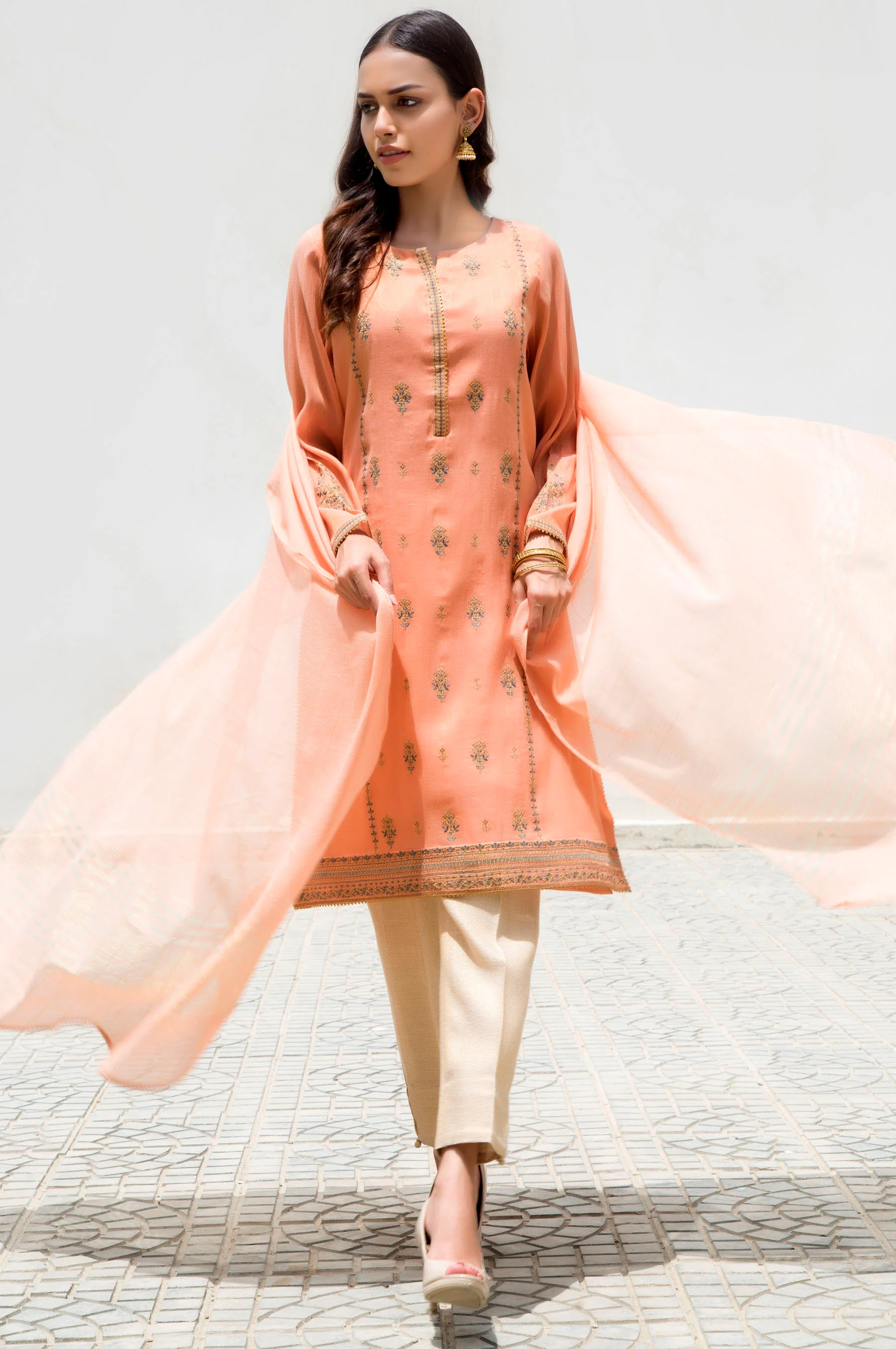 Stitched 2 Piece Kundan Net Embroidered Suit - Image 4