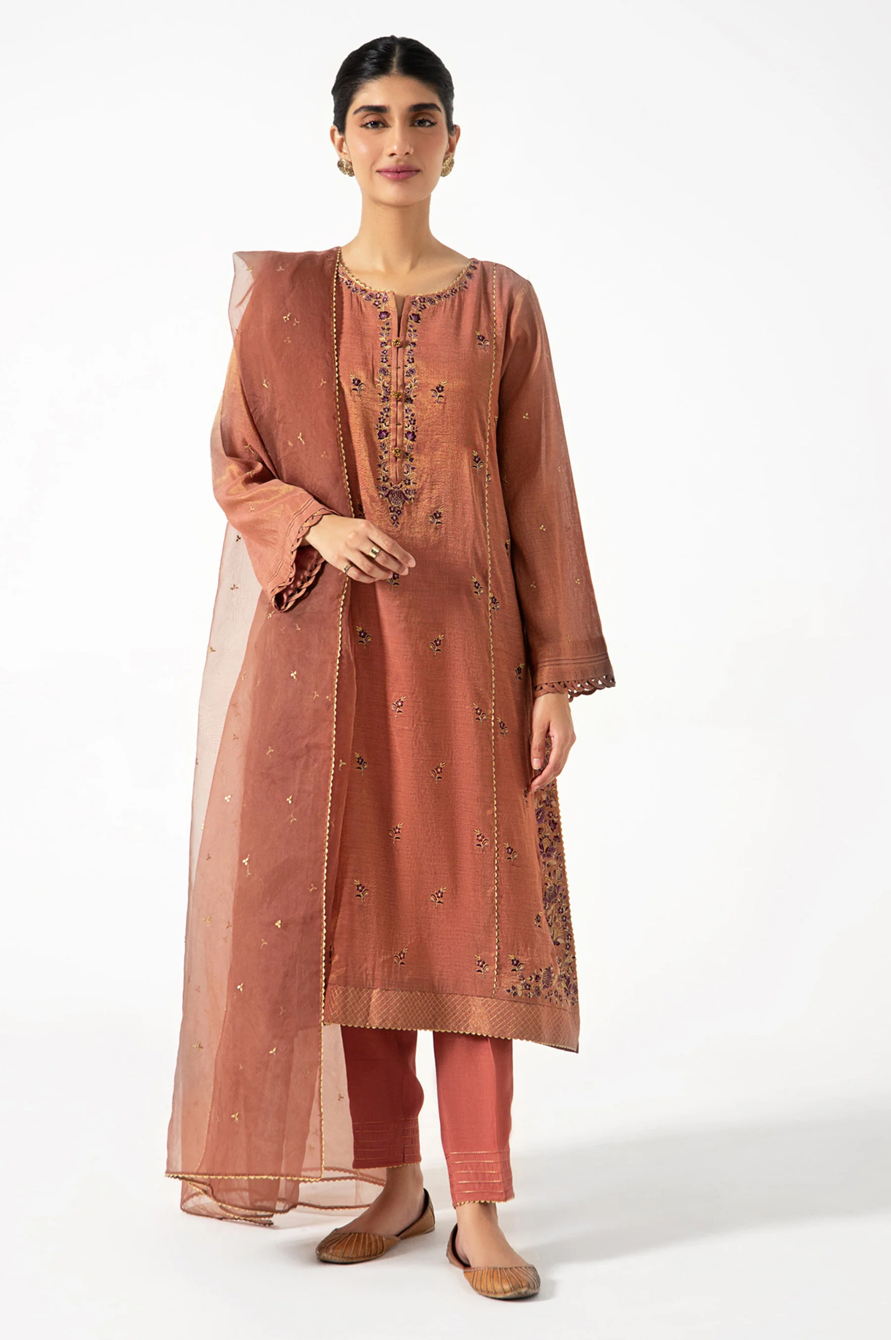Stitched 2 Piece Mysuri Embroidered Suit - Image 5