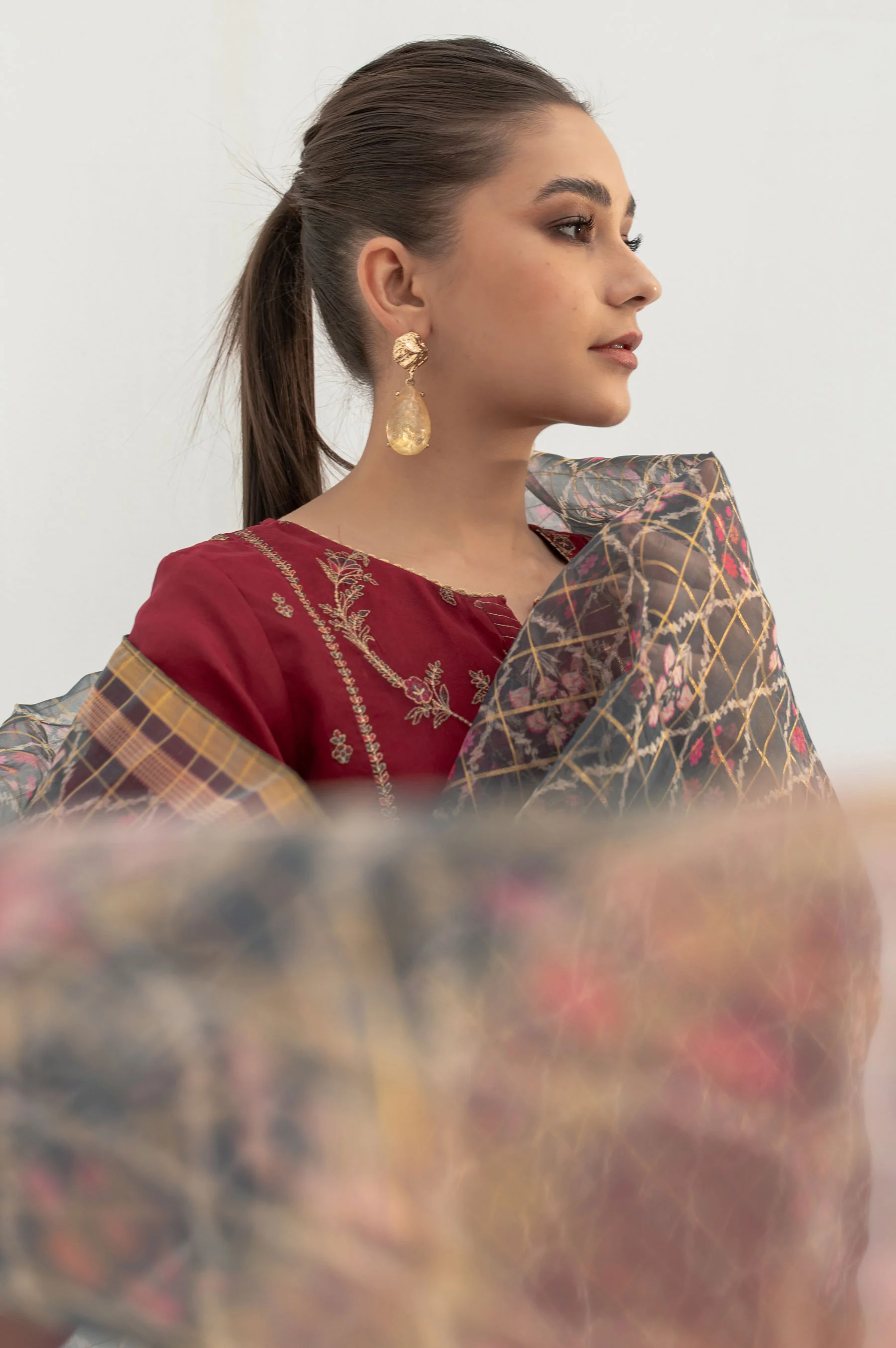 Stitched 2 Pieces Embroidered Organza Outfit - Image 6
